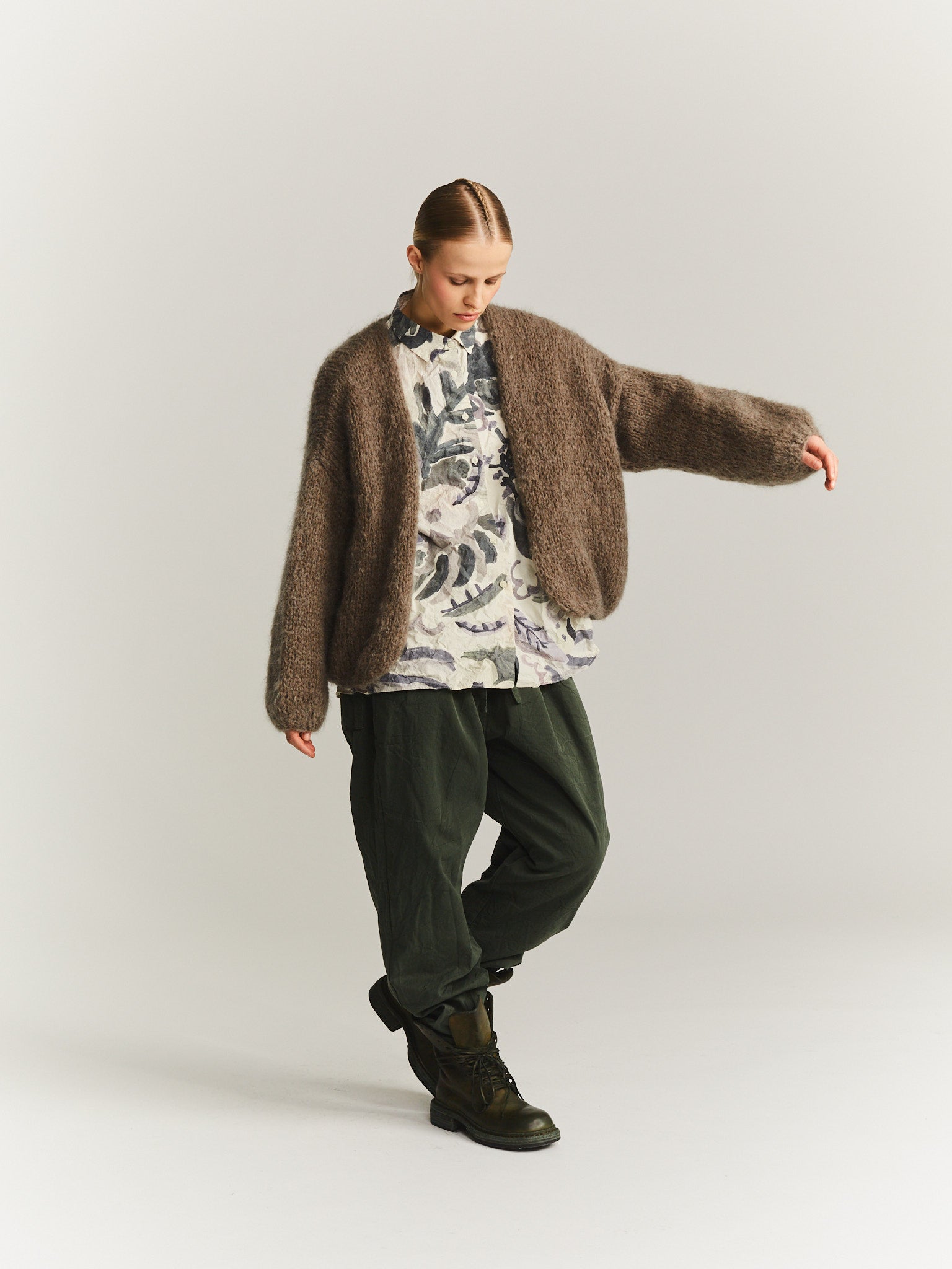 SHIRT CARDIGAN - MOHAIR - KHAKI