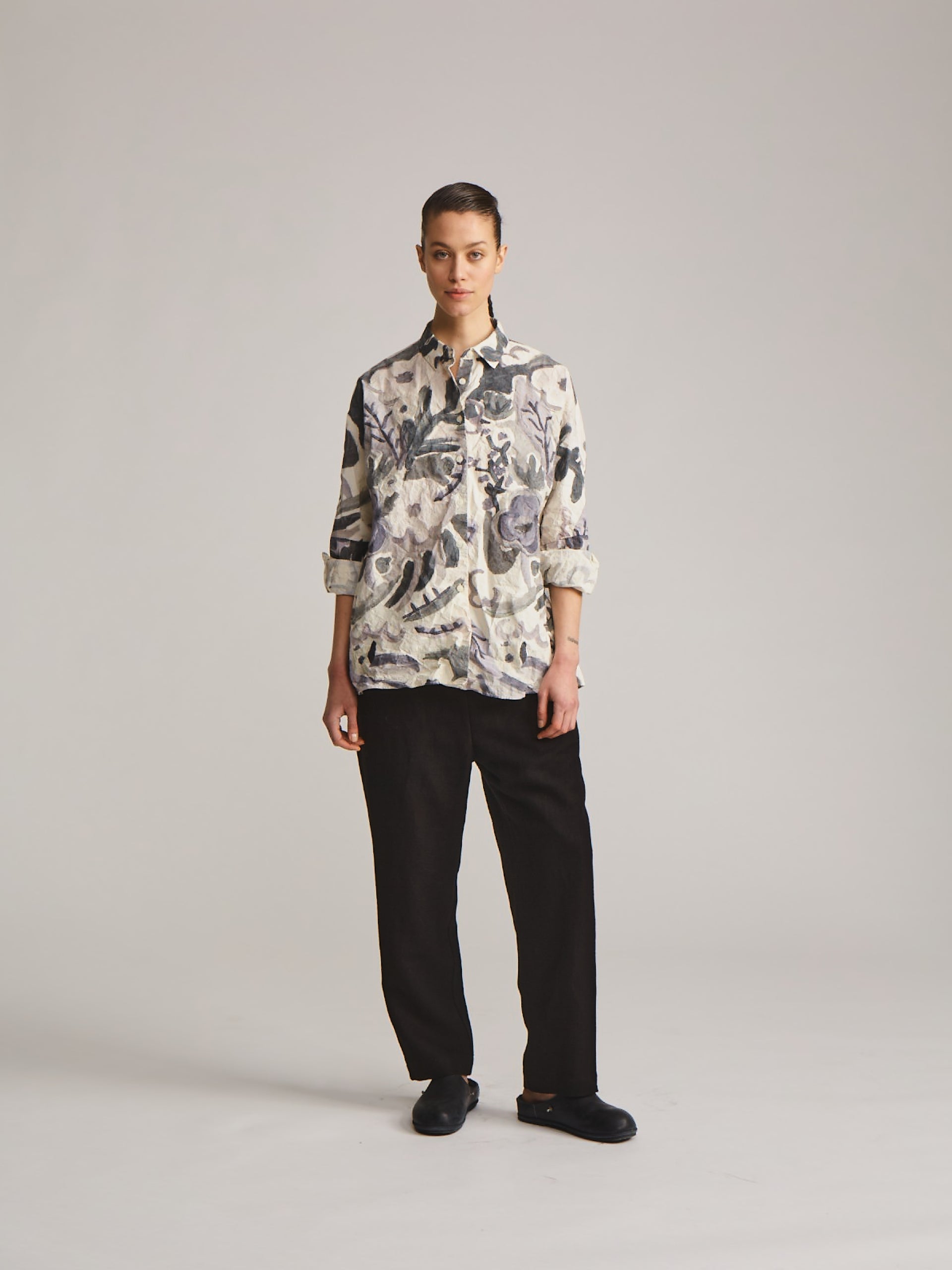 WAGA SOLEIL  SHIRT - PRINT BLOTCH - GREY