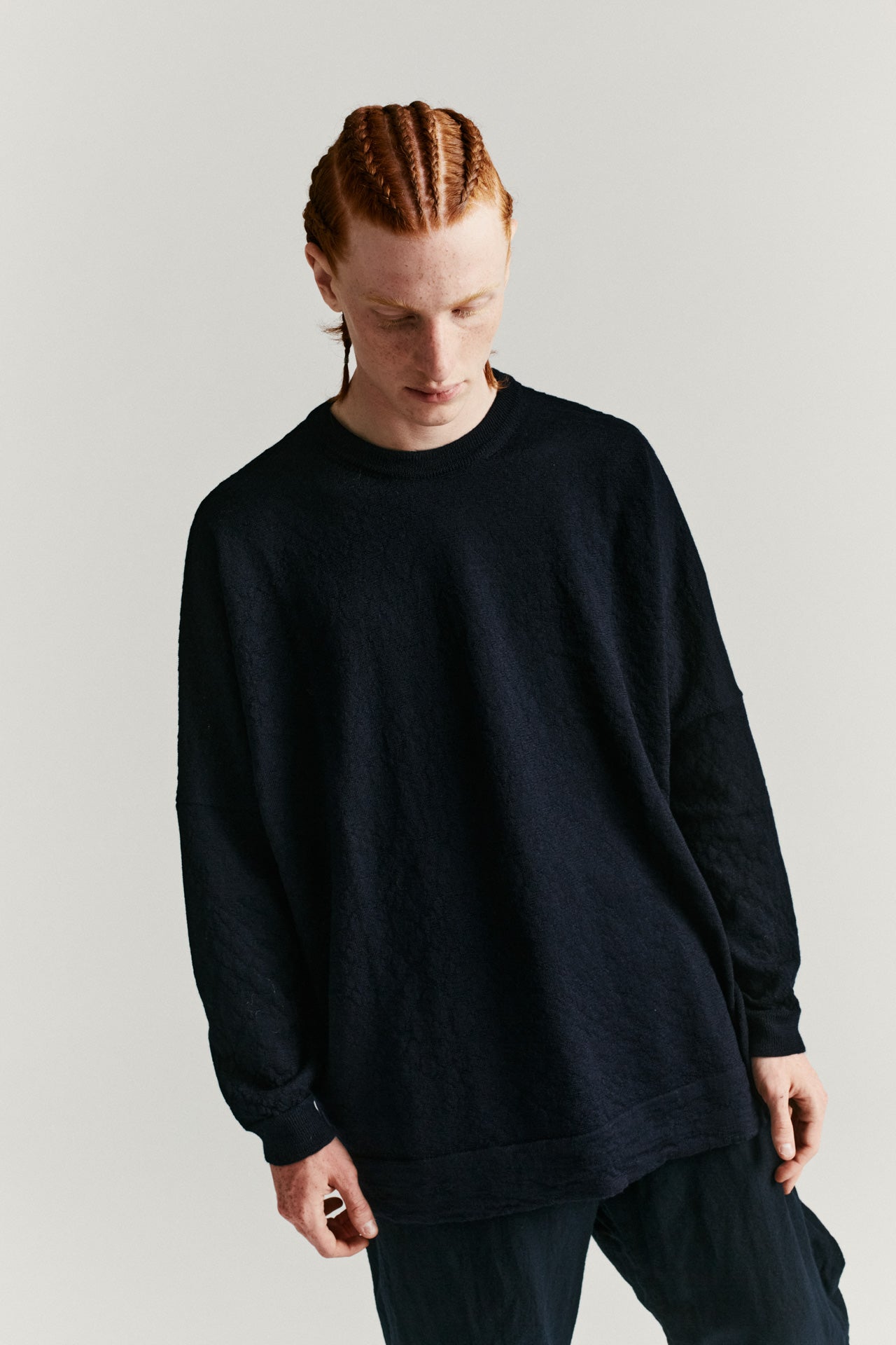 CREW NECK JUMPER -DRY WOOL - NIGHT