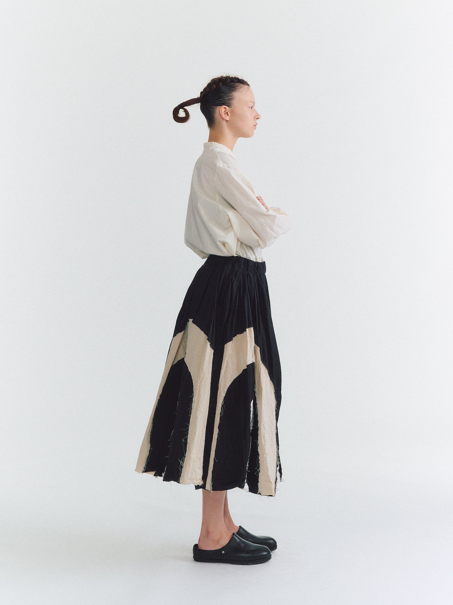 ARCH SKIRT - MIXED FABRICS - BLACK