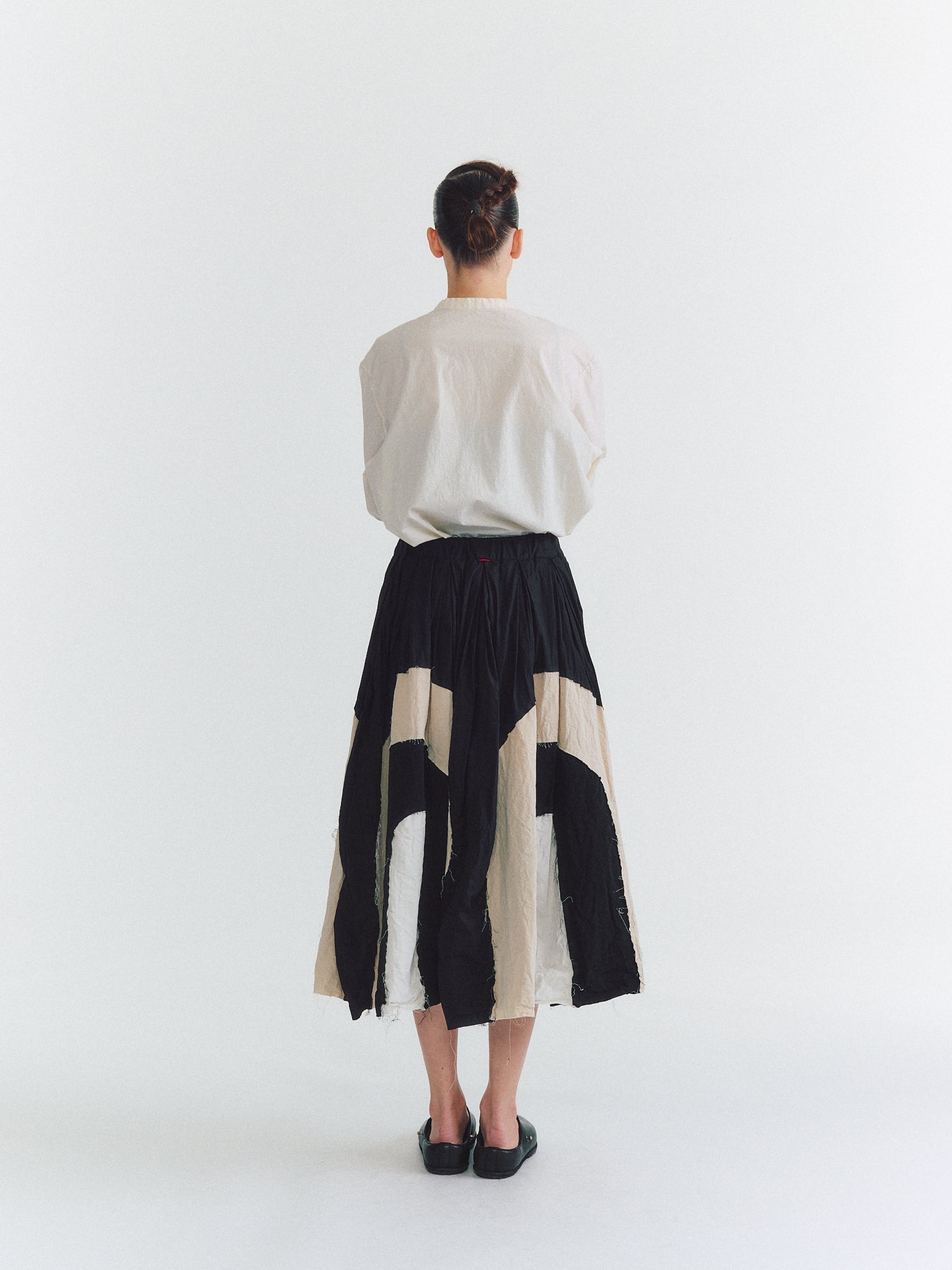 ARCH SKIRT - MIXED FABRICS - BLACK
