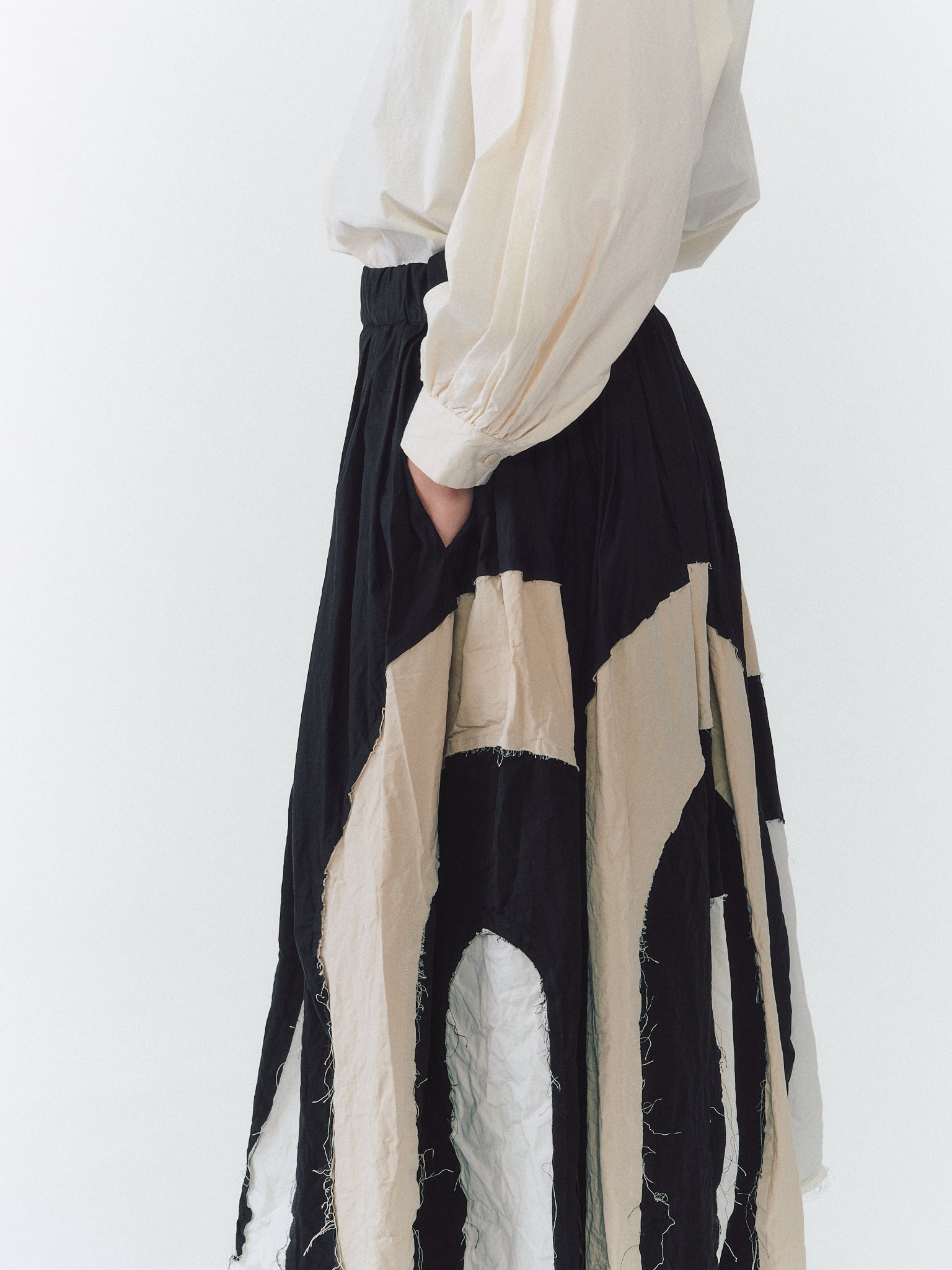 ARCH SKIRT - MIXED FABRICS - BLACK