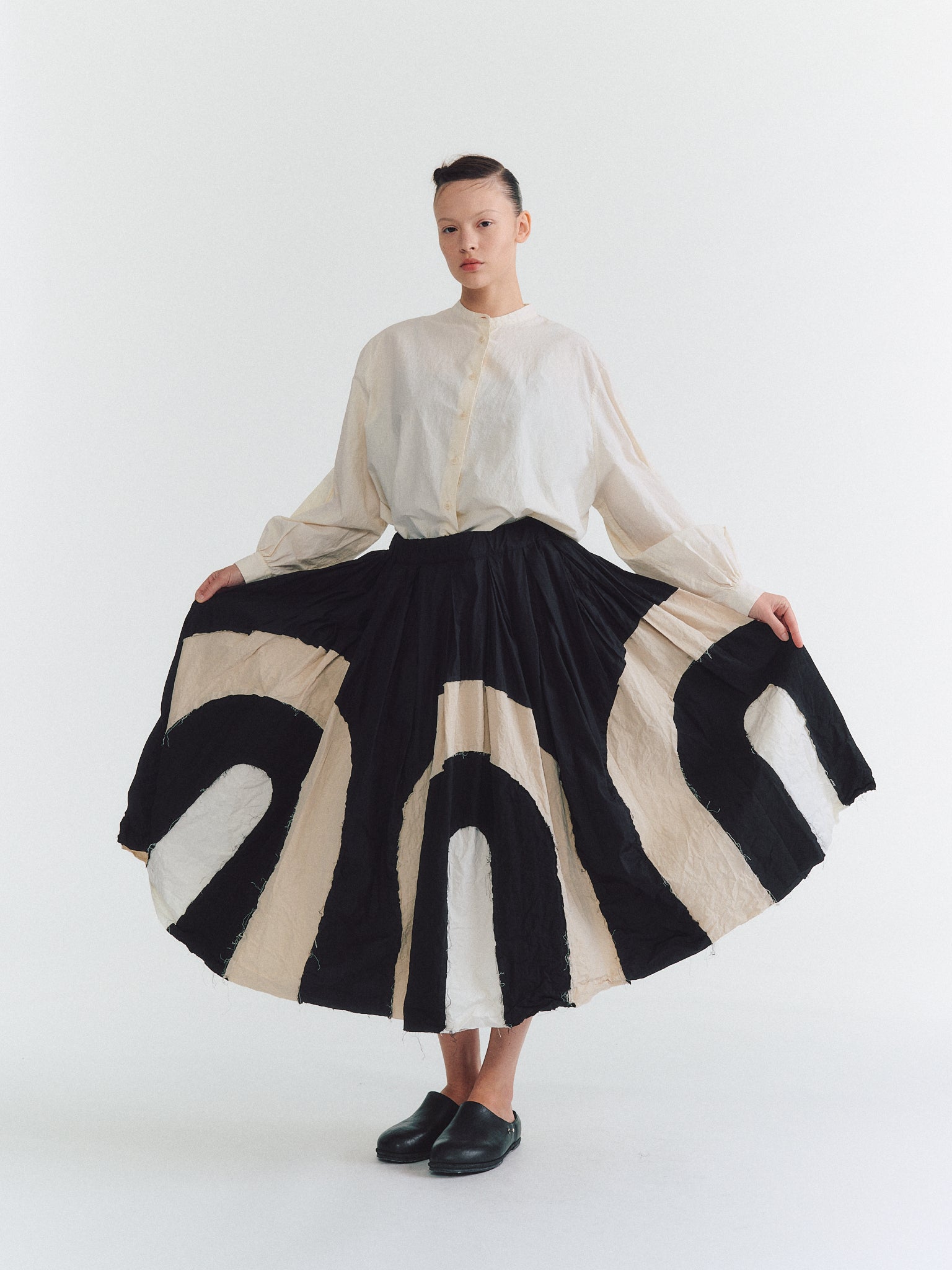 ARCH SKIRT - MIXED FABRICS - BLACK