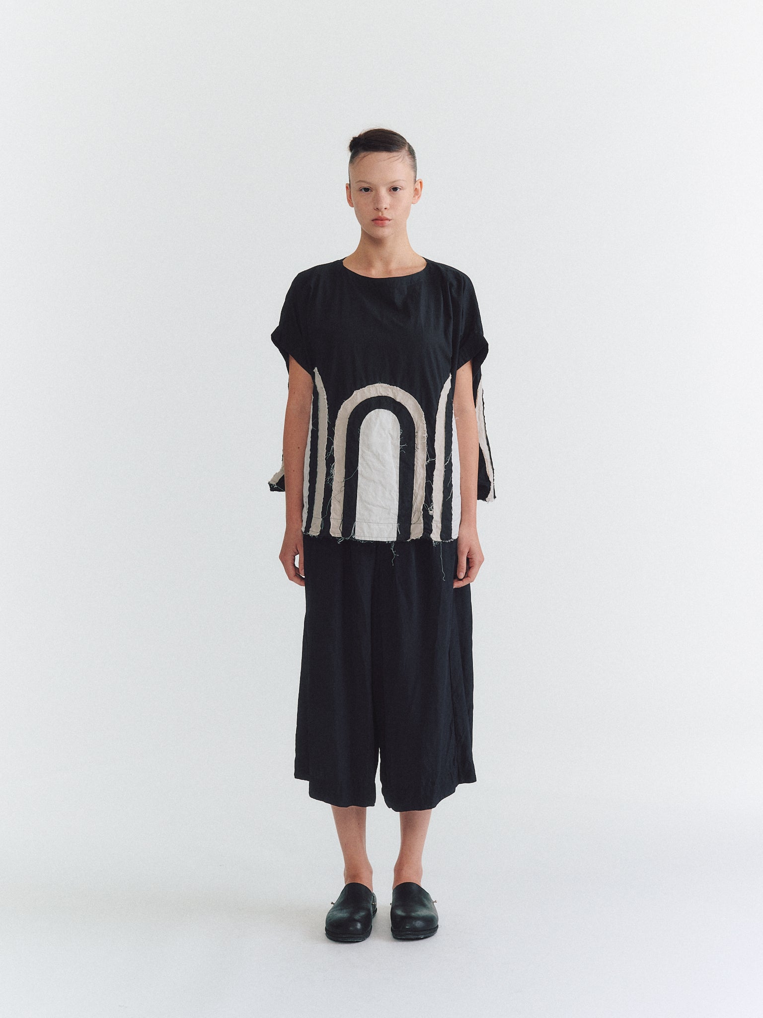 TOP ARCH - MIXED FABRICS - NOIR