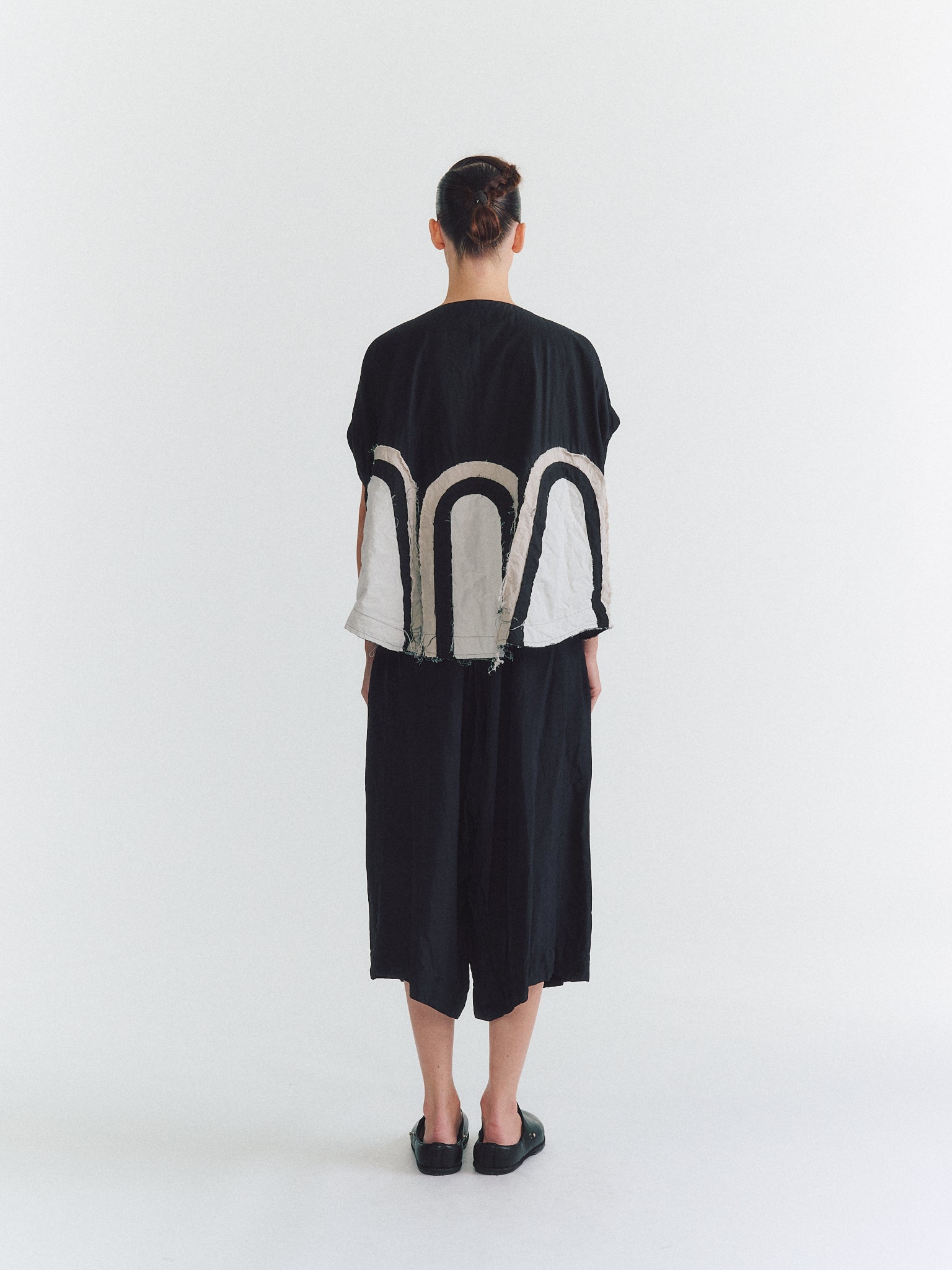 TOP ARCH - MIXED FABRICS - NOIR