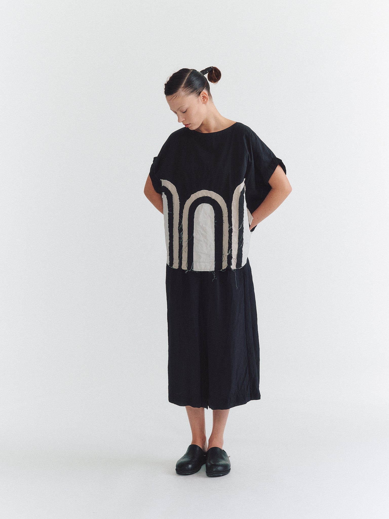 TOP ARCH - MIXED FABRICS - NOIR