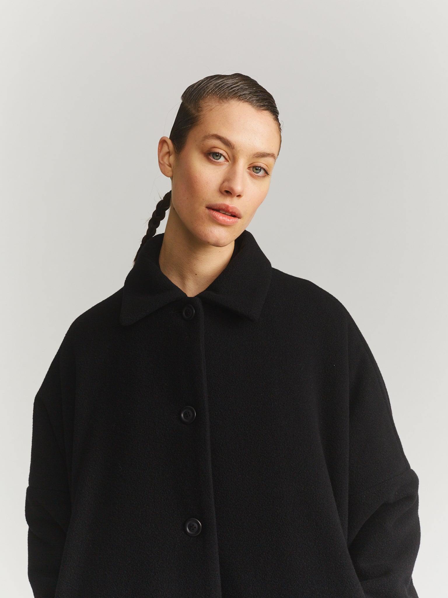 BIG BLOBBY COAT - KASPER - BLACK