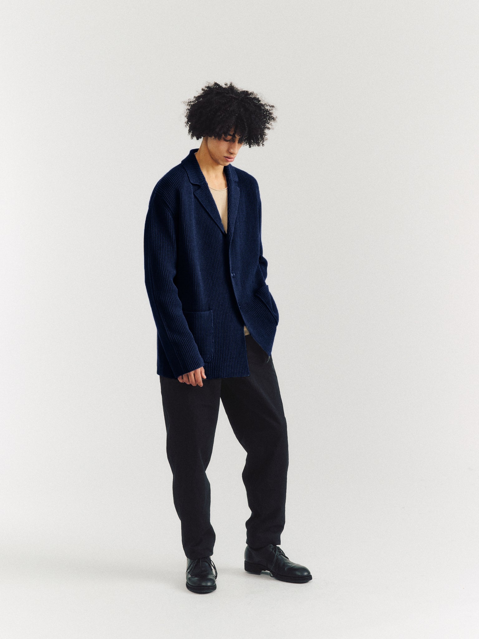 PANNOCCHIA JACKET - CREPE COT - NAVY