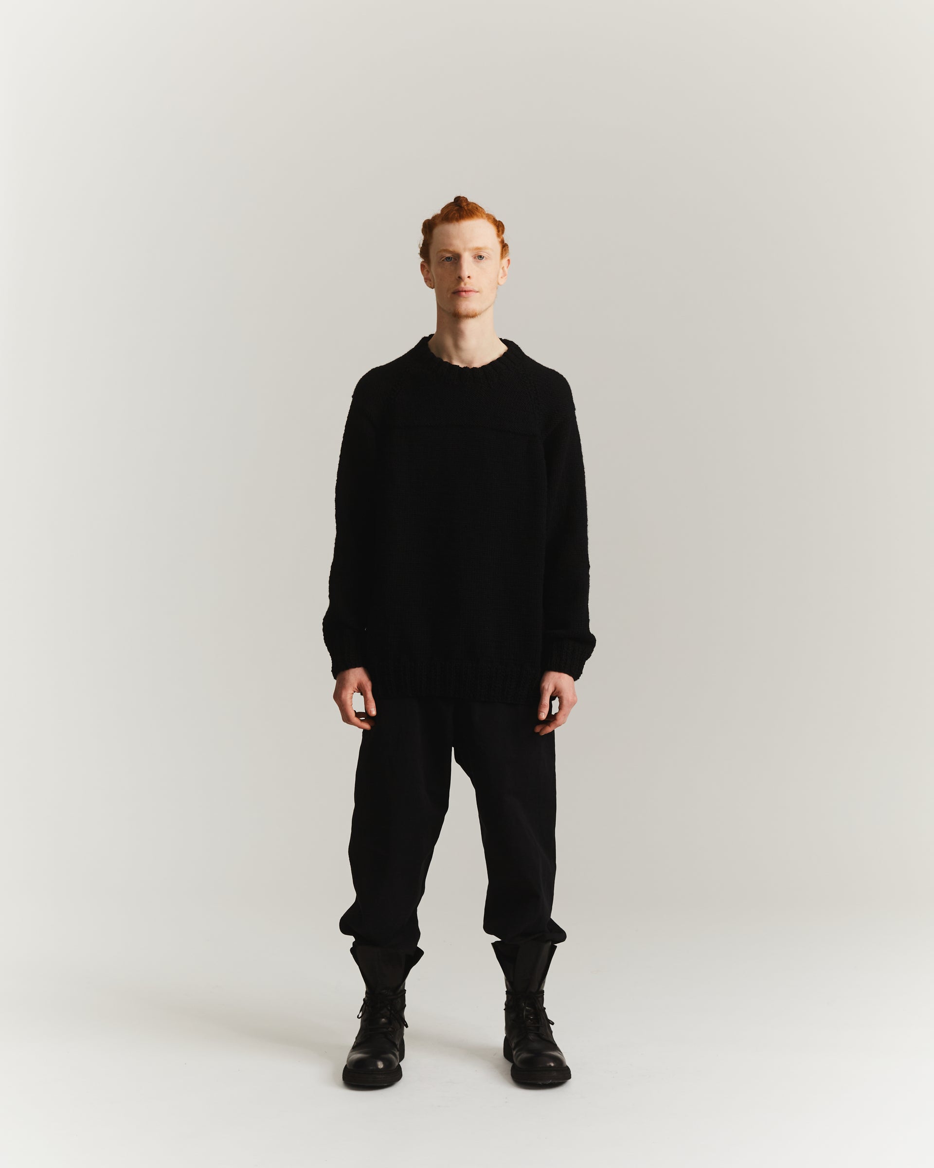 MIX STITCH JUMPER - WOOLY - BLACK
