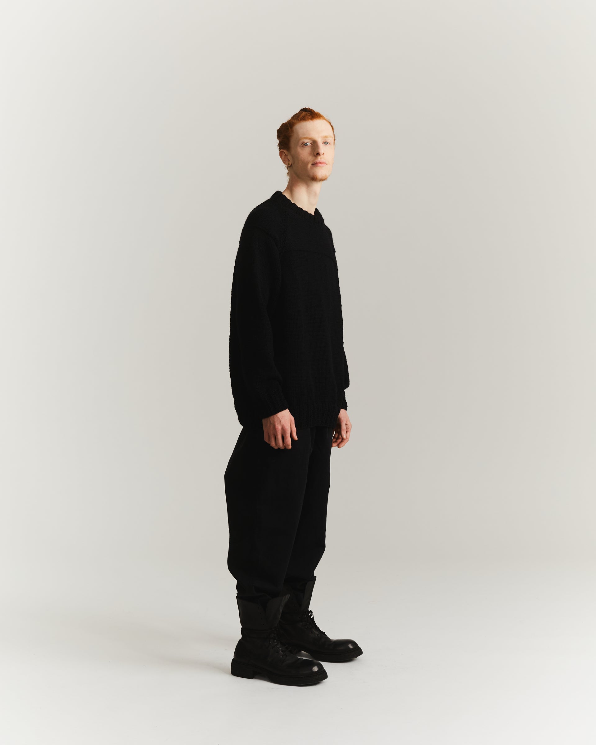 MIX STITCH JUMPER - WOOLY - BLACK