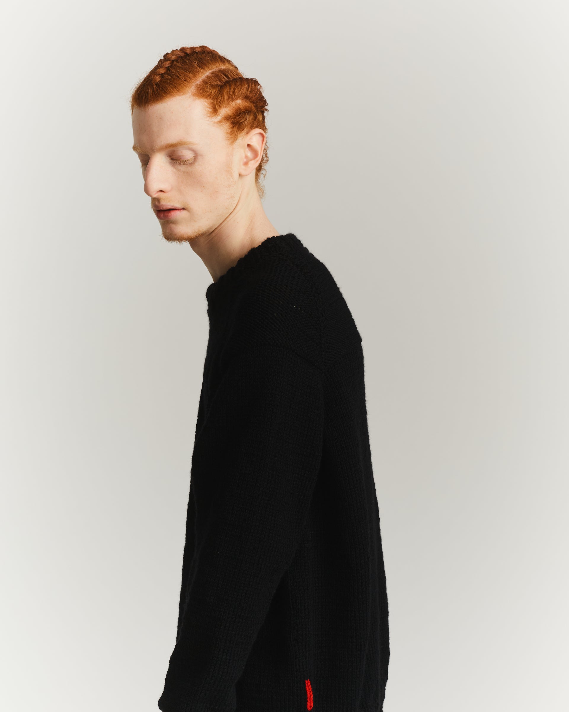 MIX STITCH JUMPER - WOOLY - BLACK