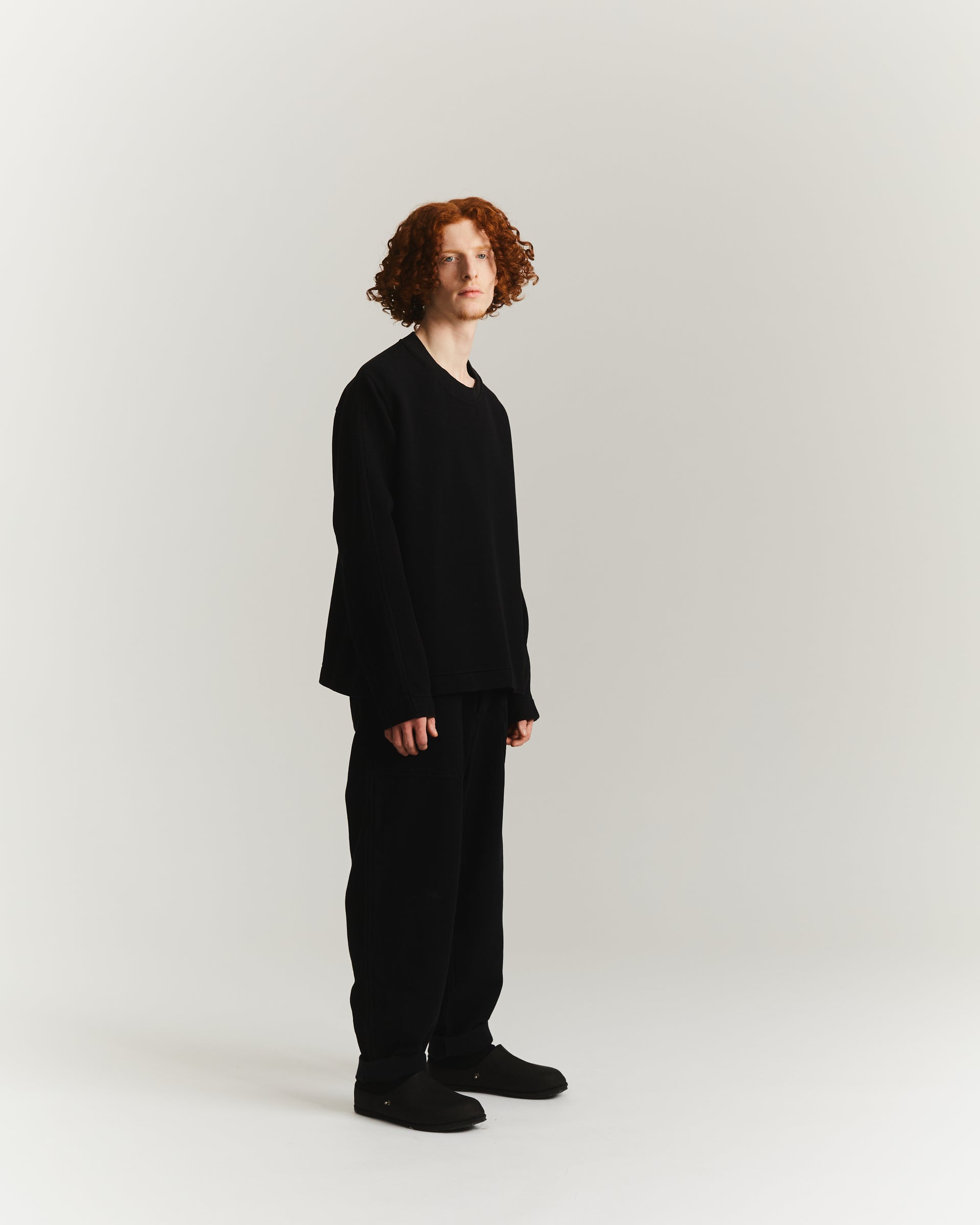 WORKER SWEATER - WOOL COT - BLACK