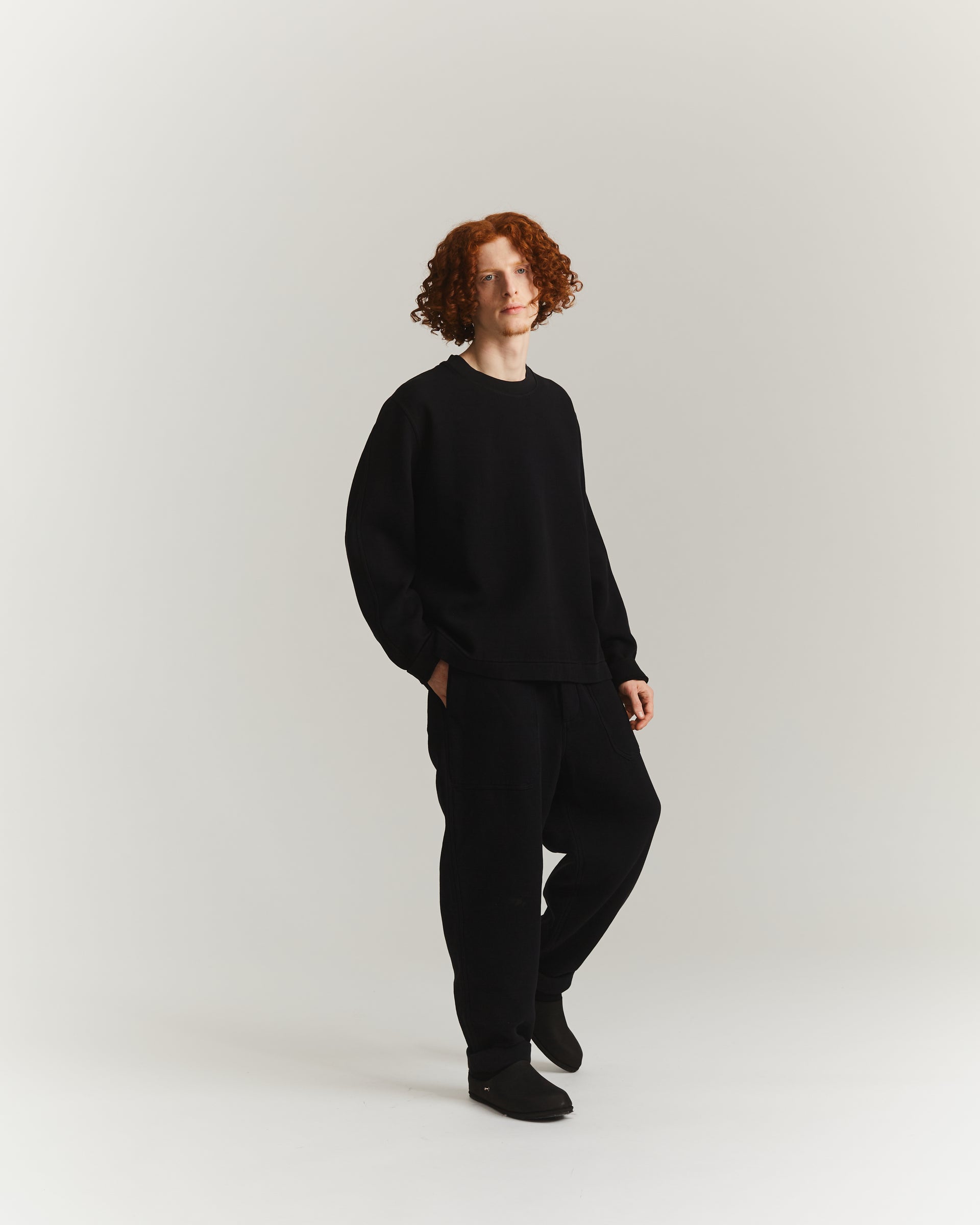 WORKER SWEATER - WOOL COT - BLACK