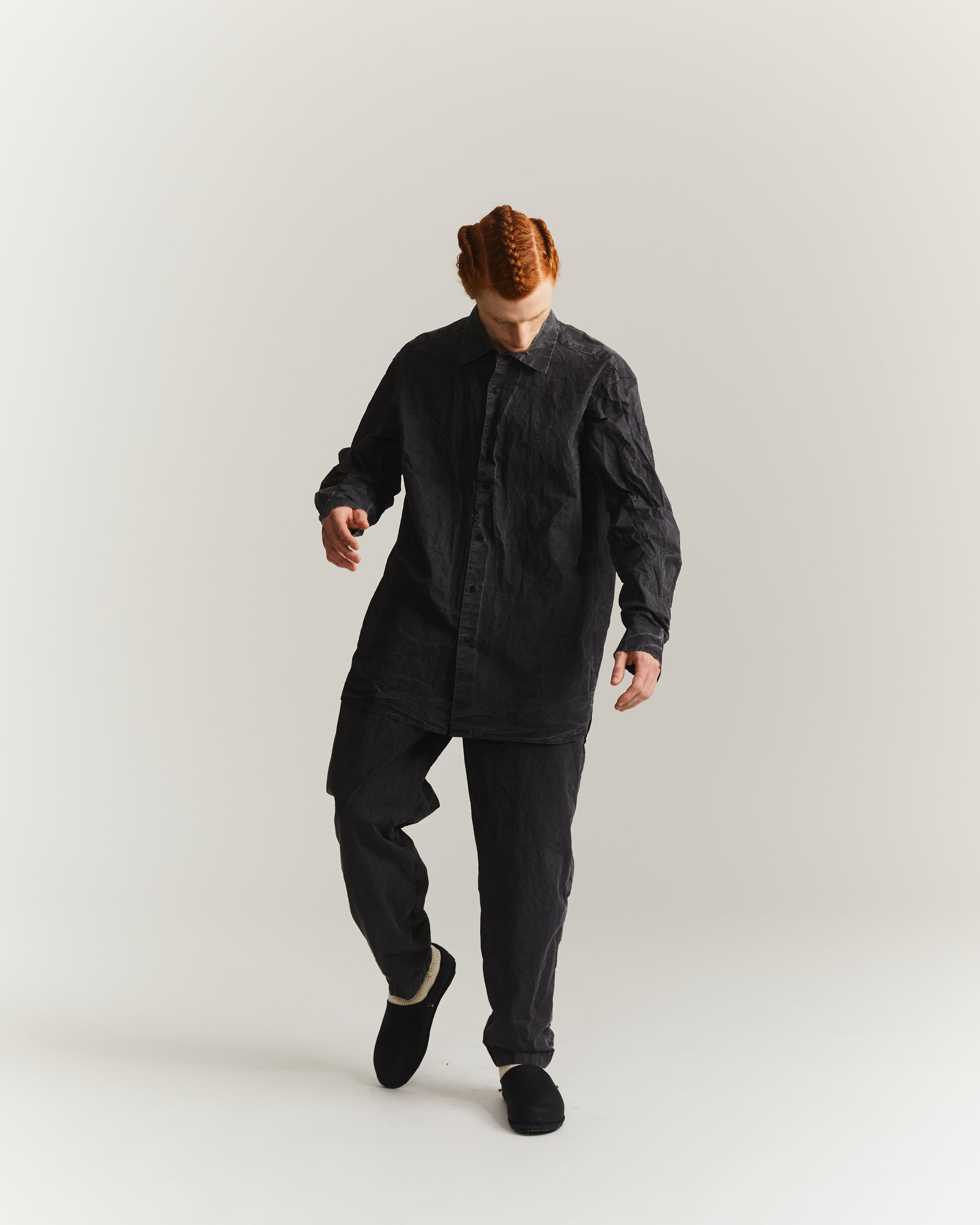 BIG RACCOURCIE SHIRT - PRINT UNI - BLACK