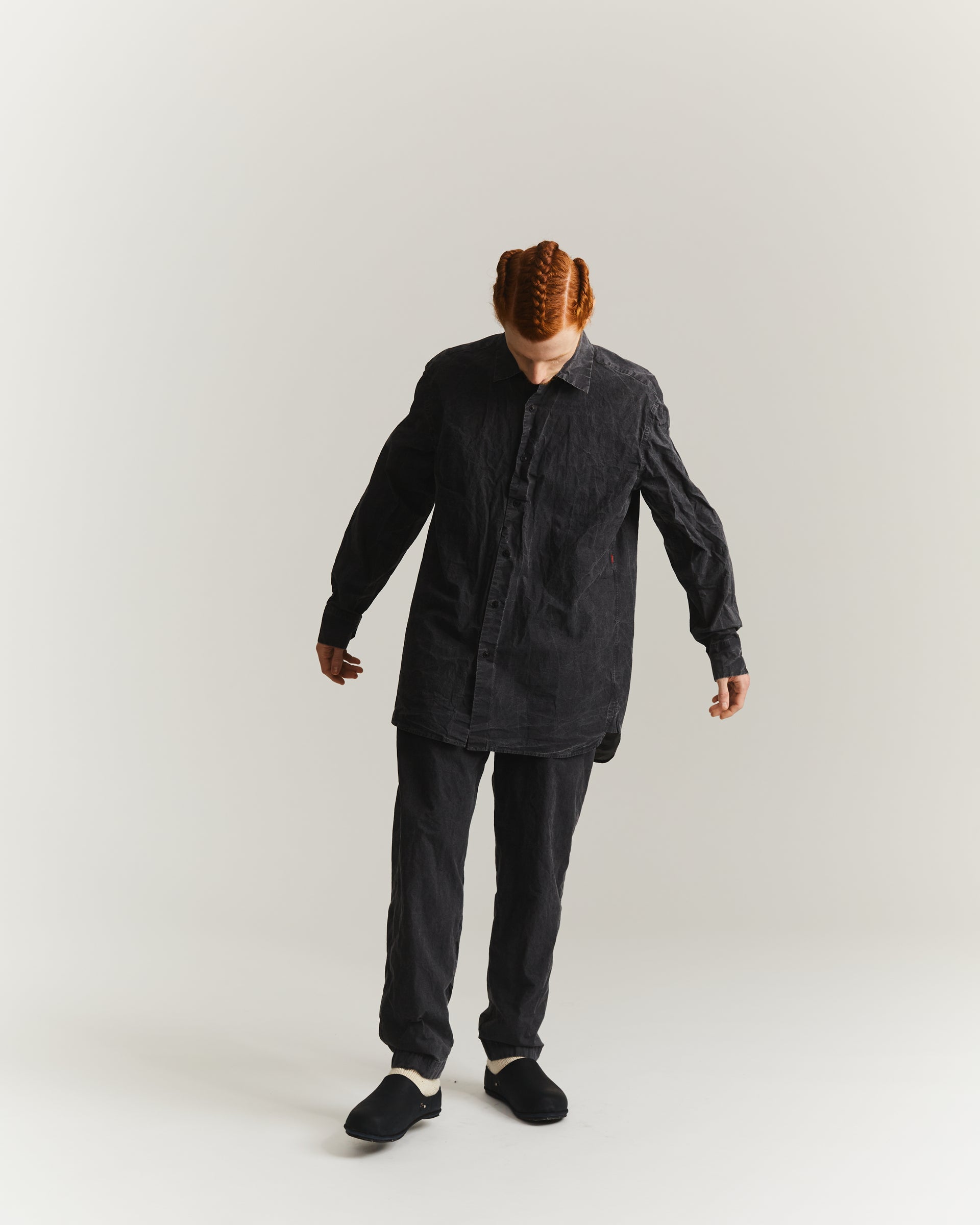 BIG RACCOURCIE SHIRT - PRINT UNI - BLACK