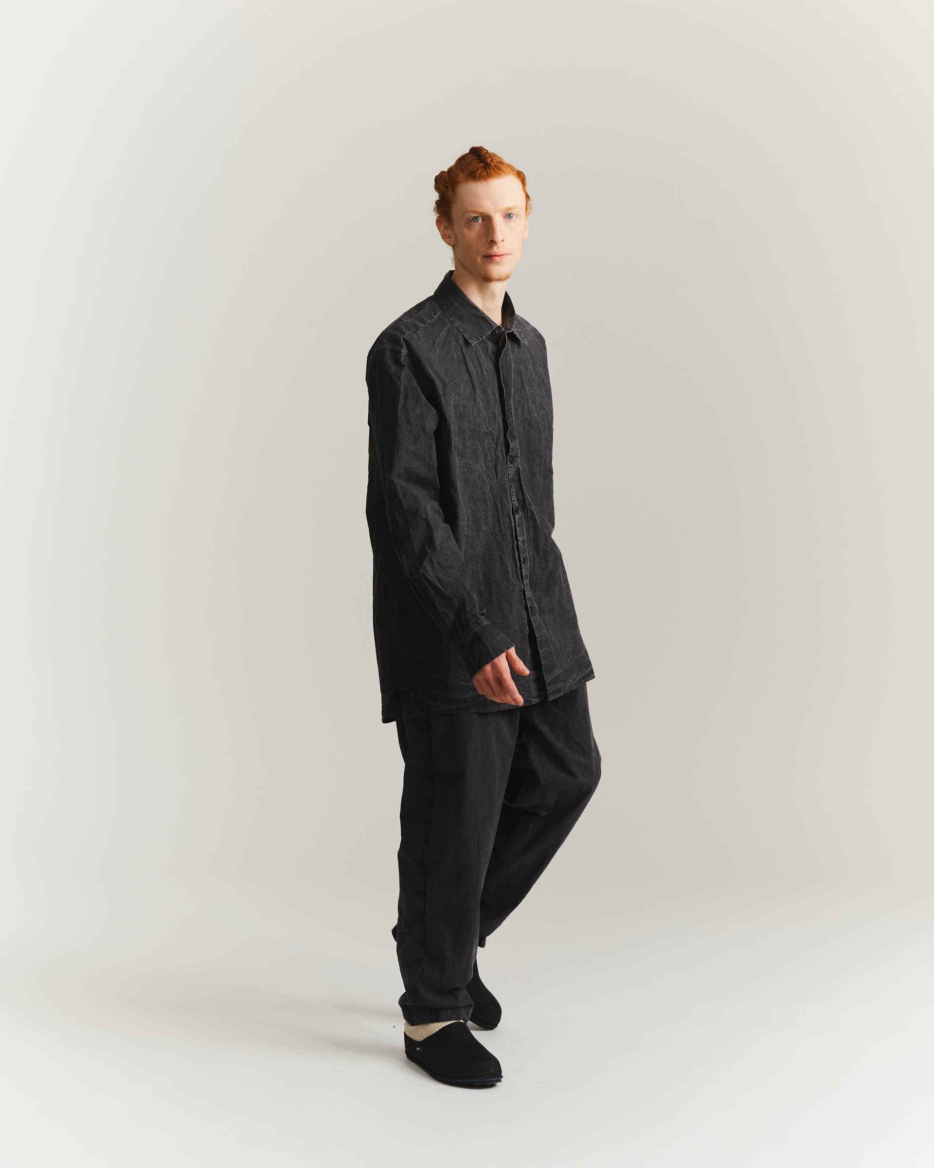 BIG RACCOURCIE SHIRT - PRINT UNI - BLACK