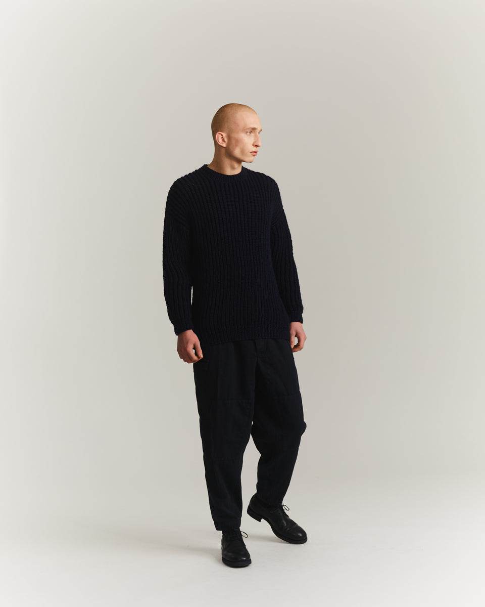 PULL CÔTELÉ LOURD - LAINE - NOIR