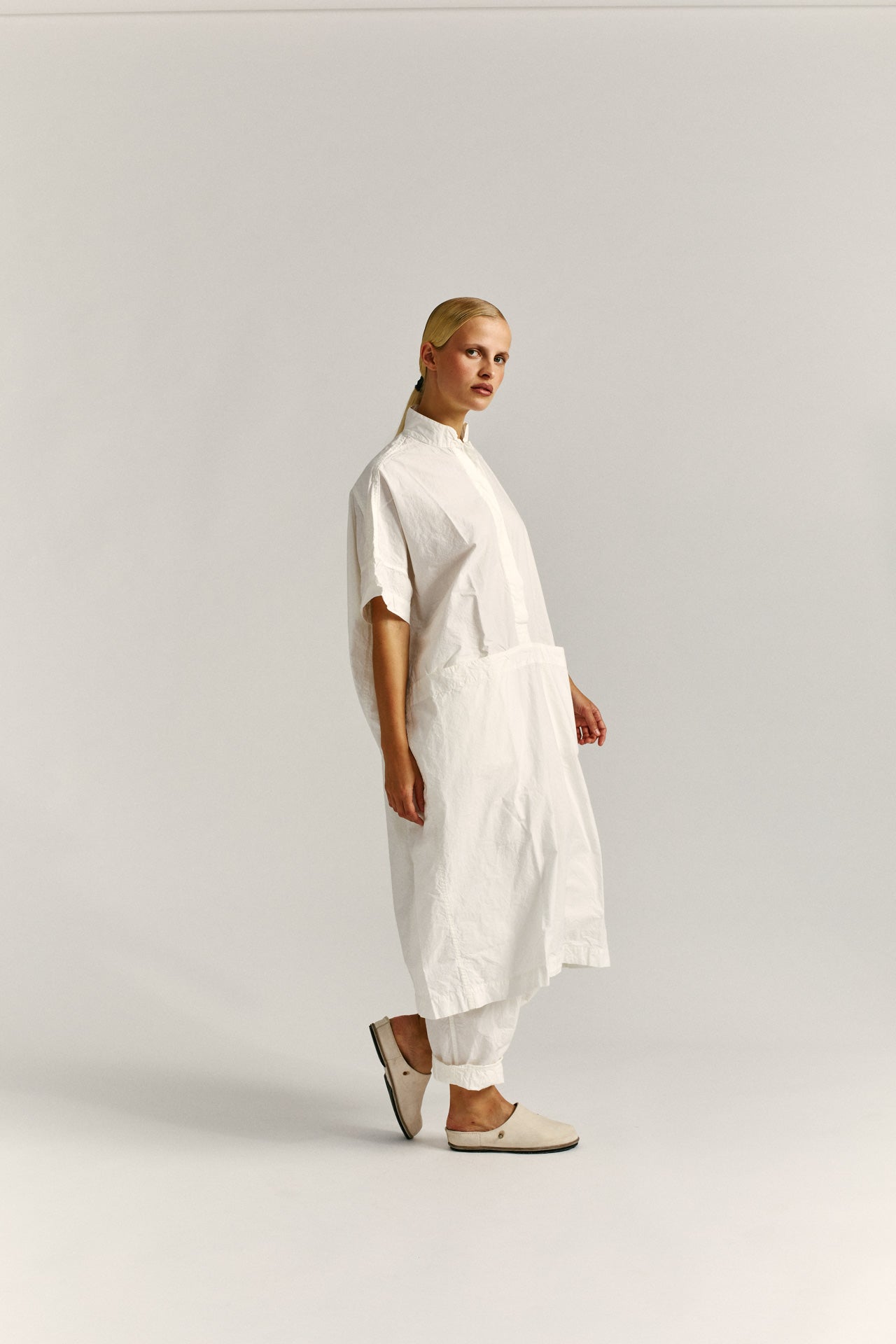 TEED DRESS - PAPER - WHITE – Casey Casey