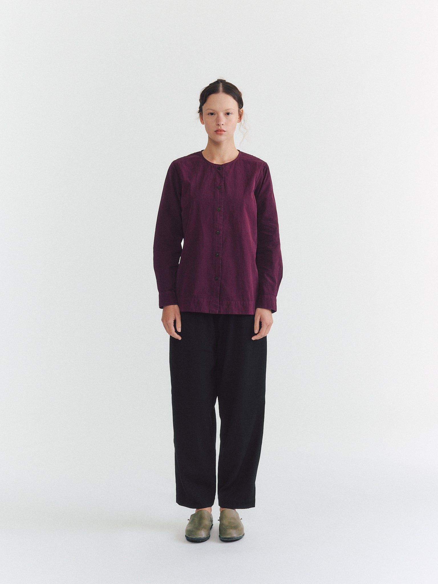 VERGER SHIRT - OVERDYED PAPER COT - BLACKBERRY