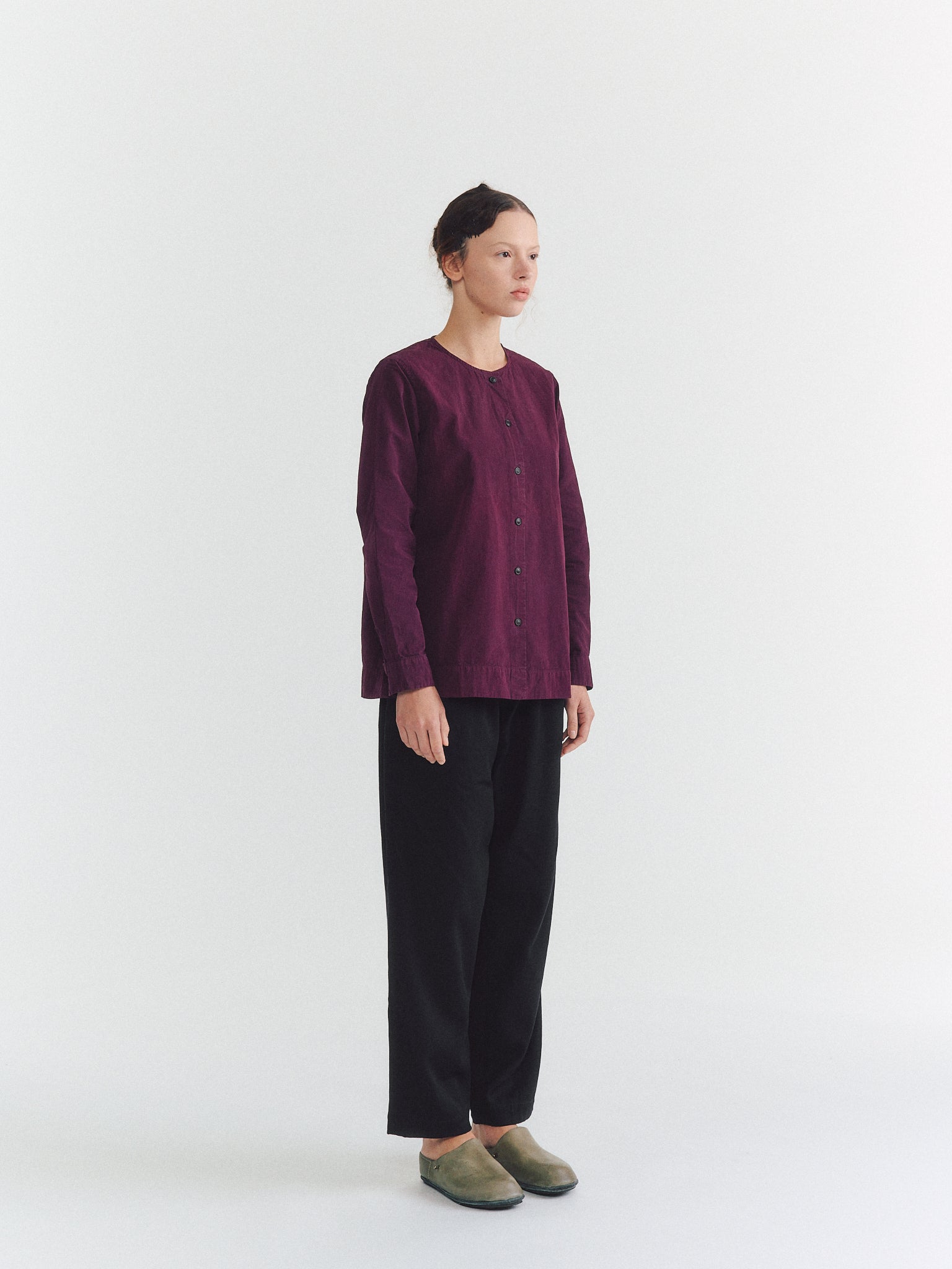 VERGER SHIRT - OVERDYED PAPER COT - BLACKBERRY