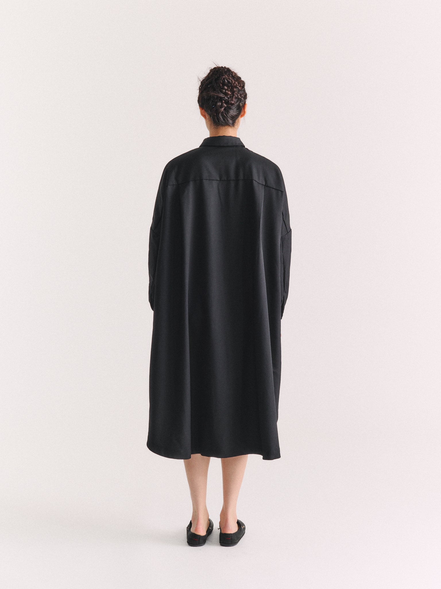 YUKI LONGUE SHIRT - GABERDINE - BLACK