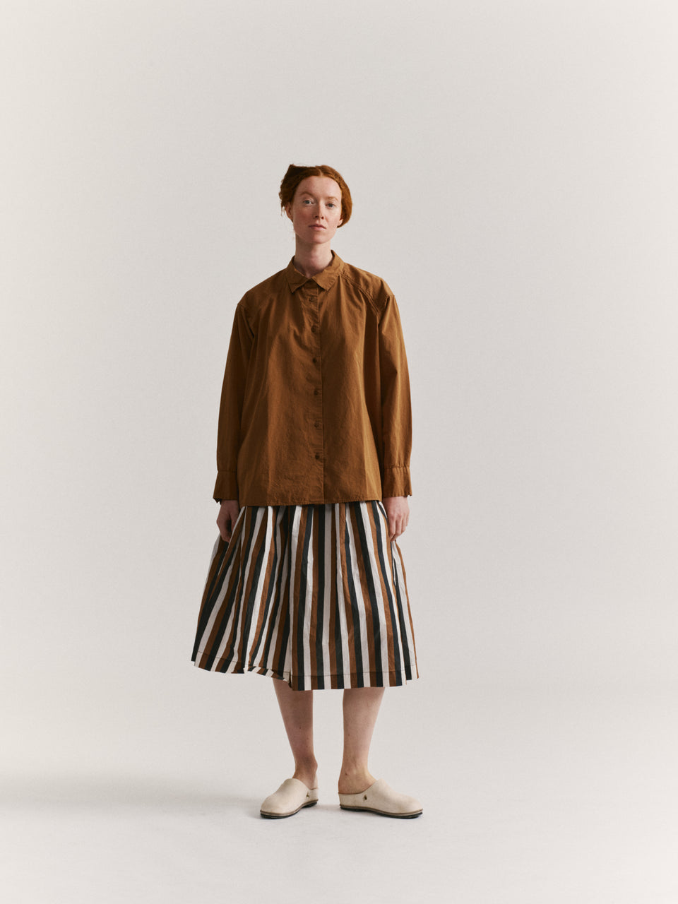 DRAYS TRAVAIL SHIRT - PAPER COT - ALMOND
