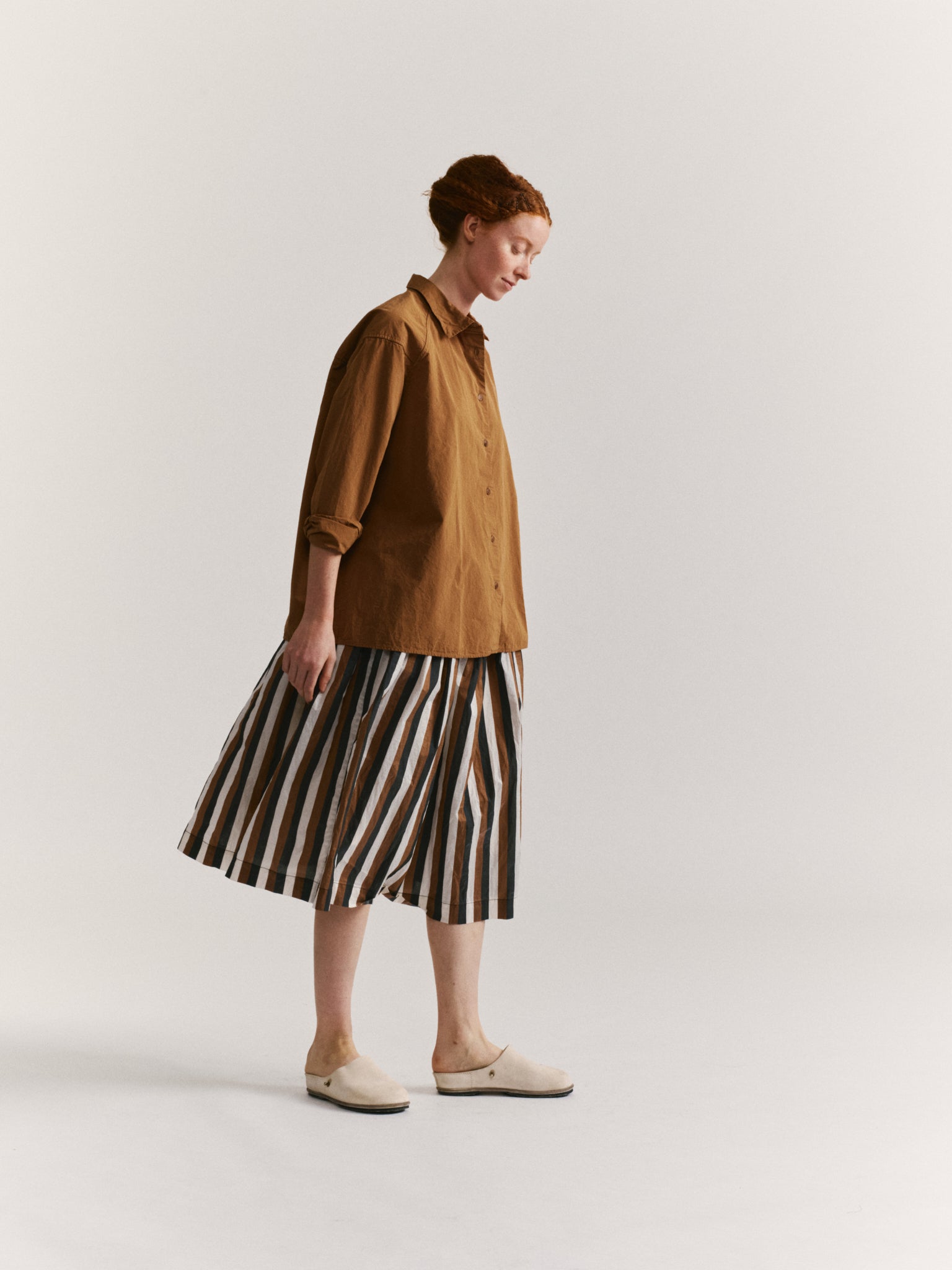 DRAYS TRAVAIL SHIRT - PAPER COT - ALMOND