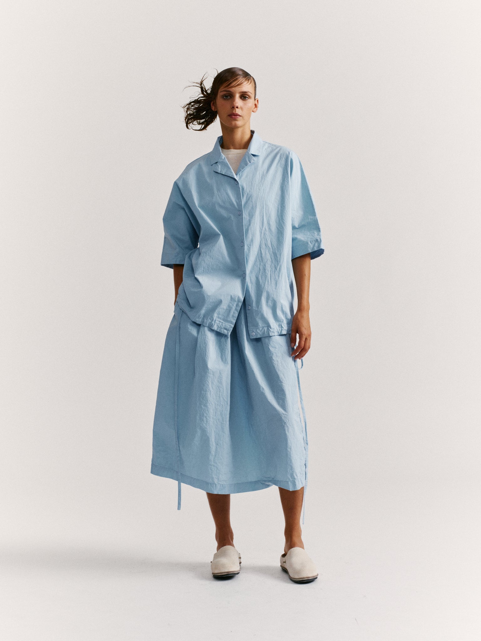 SQUARE SKIRT - TAFFETA - SKY BLU