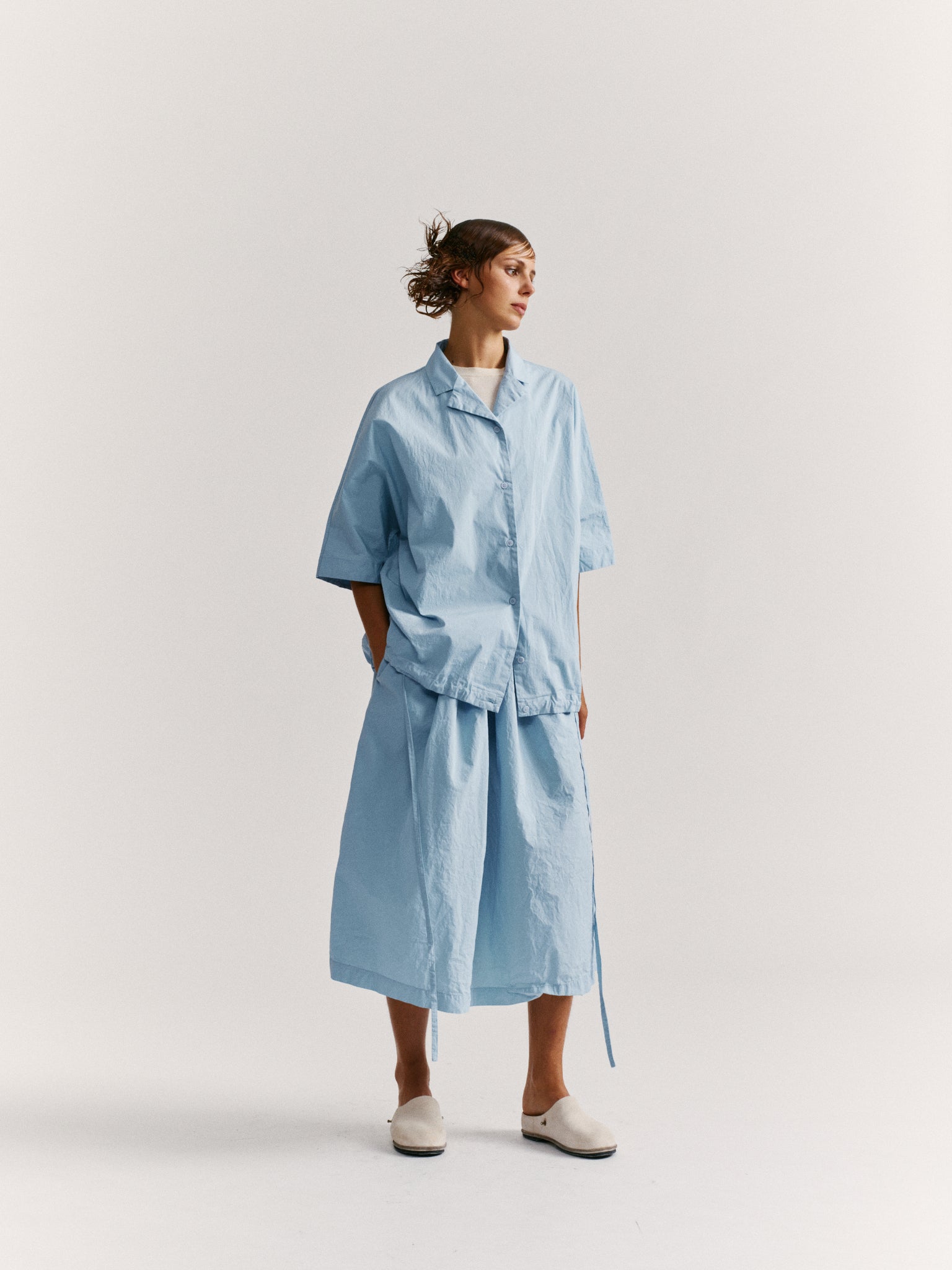 SQUARE SKIRT - TAFFETA - SKY BLU