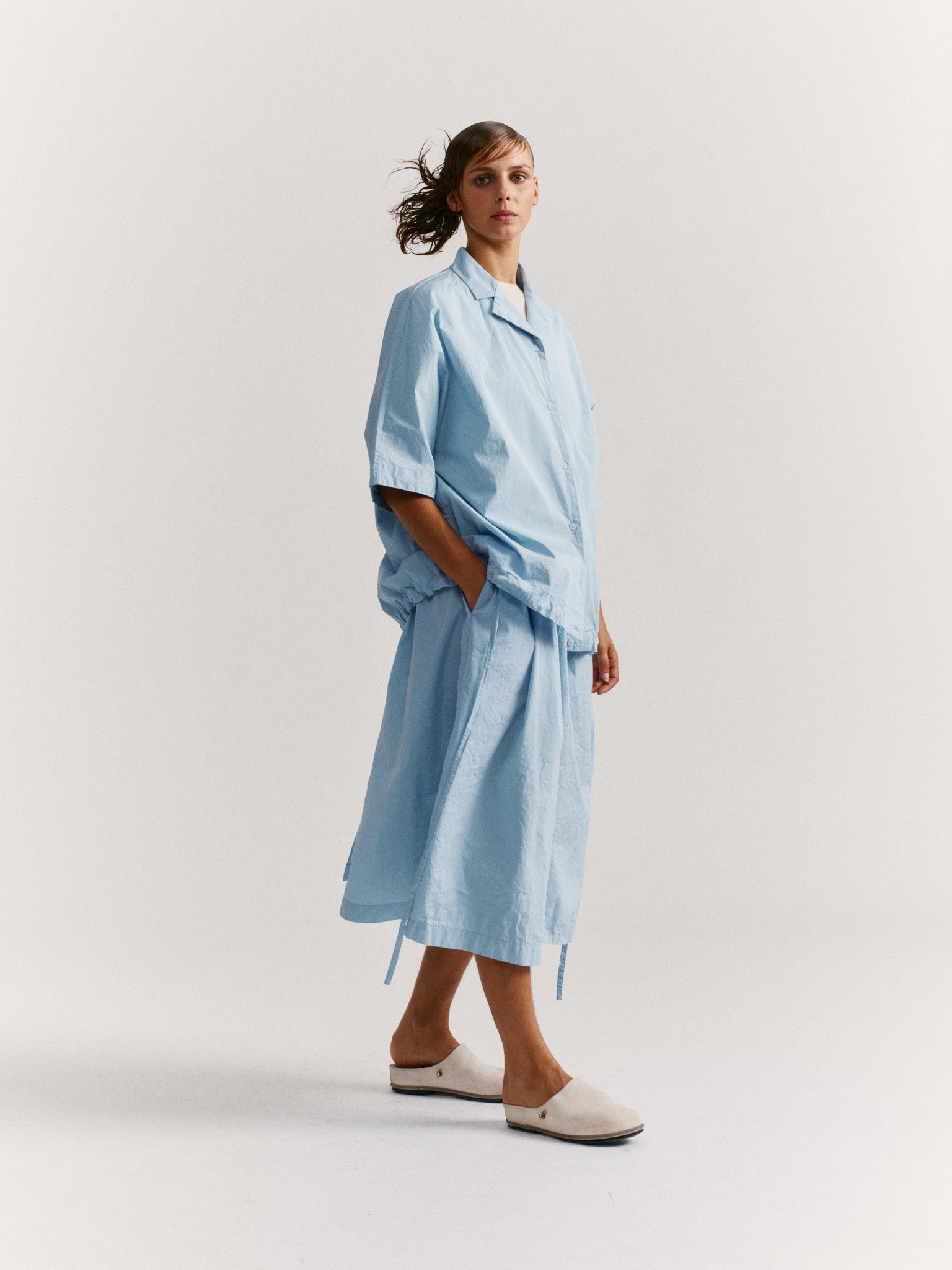 SQUARE SKIRT - TAFFETA - SKY BLU
