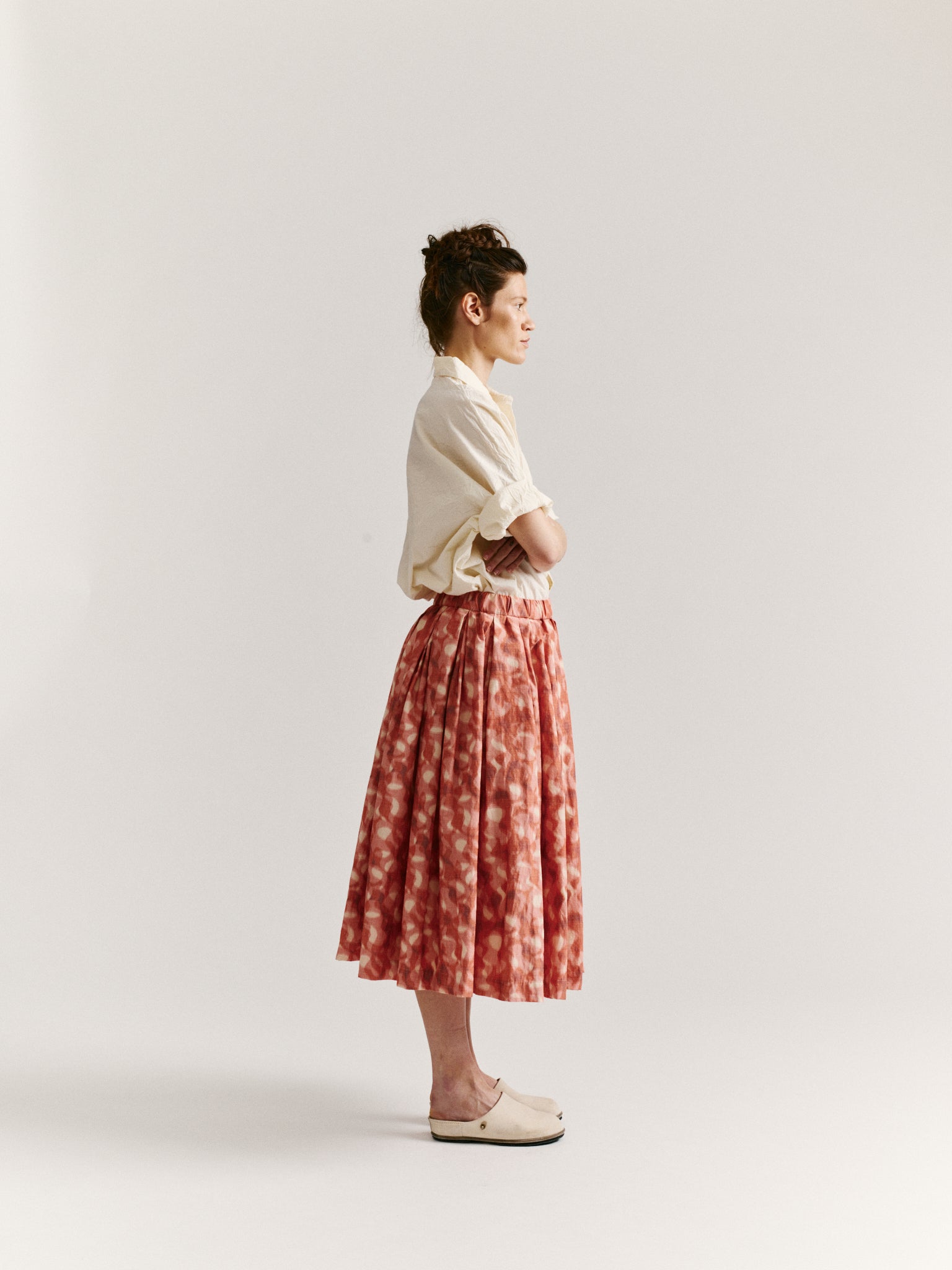DOUBLE RIDEAU SKIRT - IKAT - CORAL