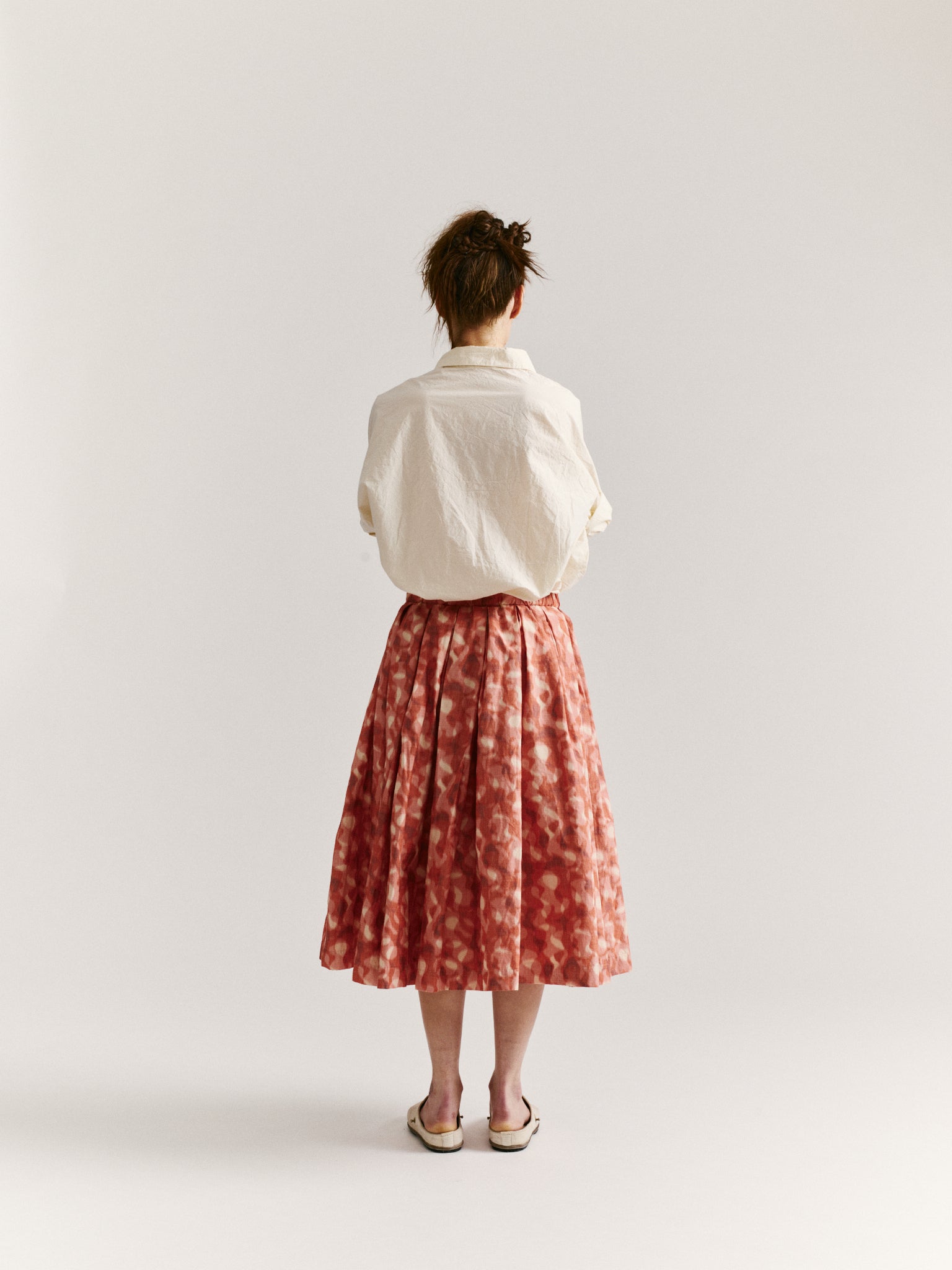 DOUBLE RIDEAU SKIRT - IKAT - CORAL