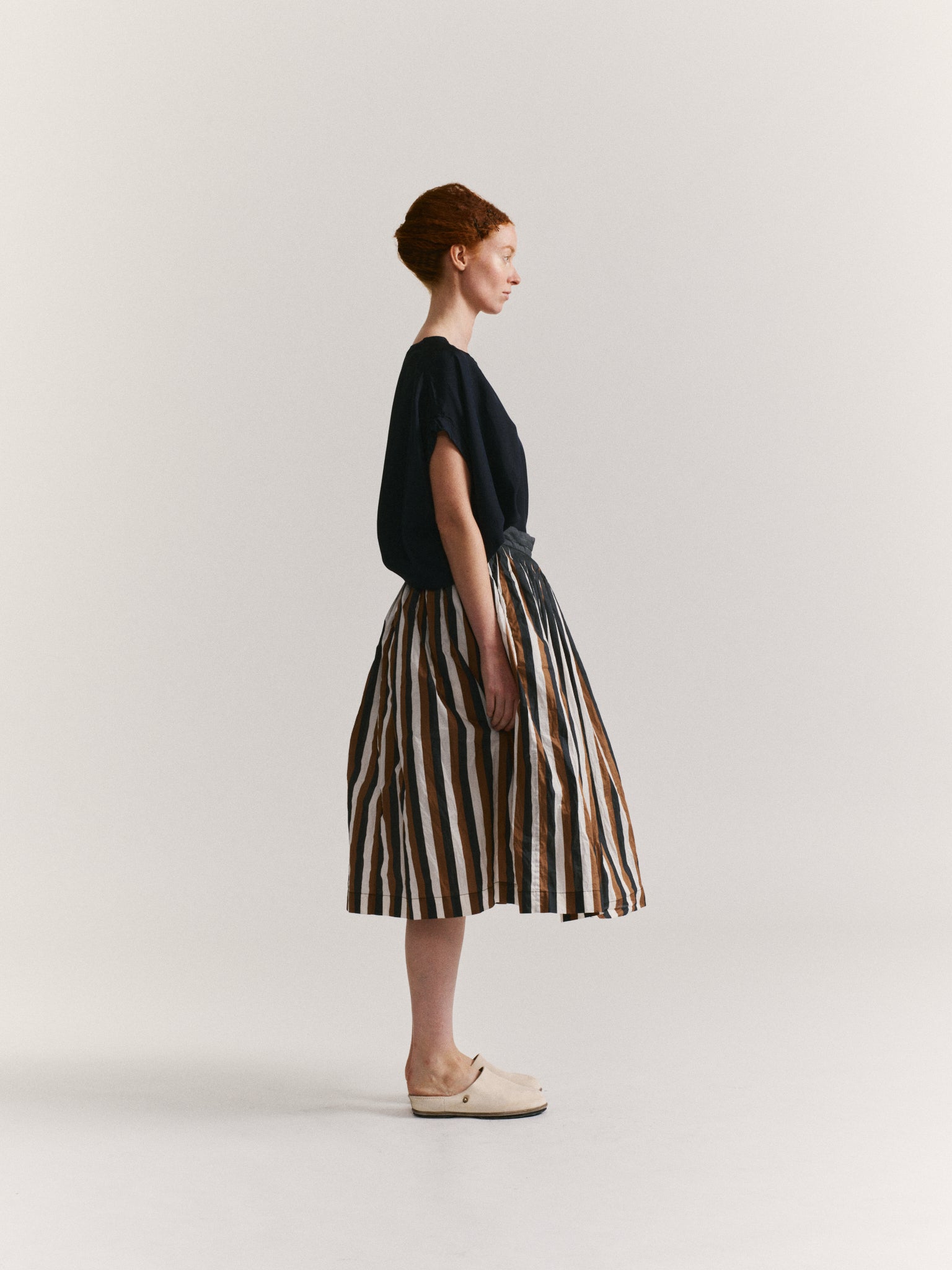 PLEATED SKIRT - TAFFETA STRIPES - AS IS