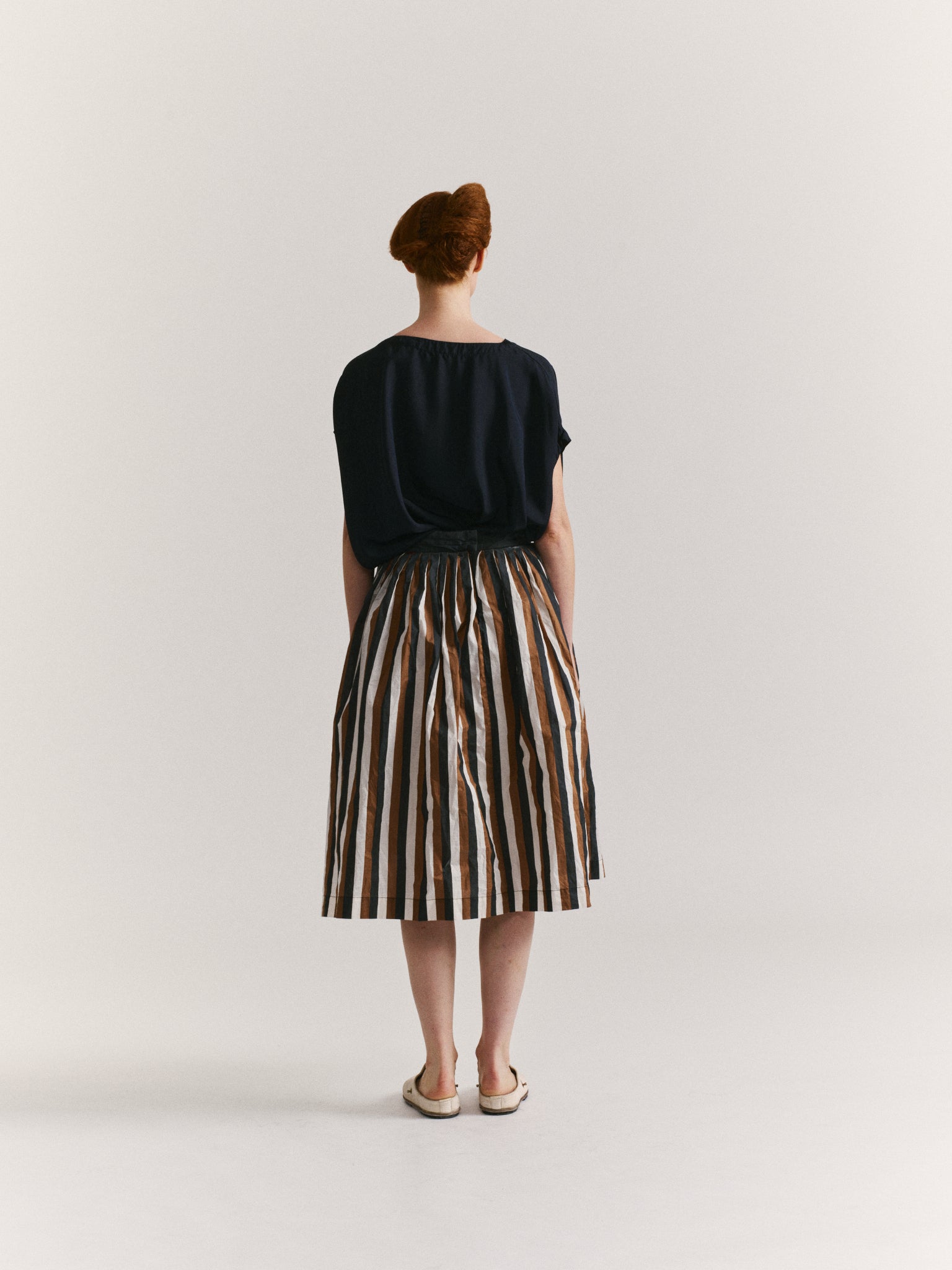 PLEATED SKIRT - TAFFETA STRIPES - AS IS