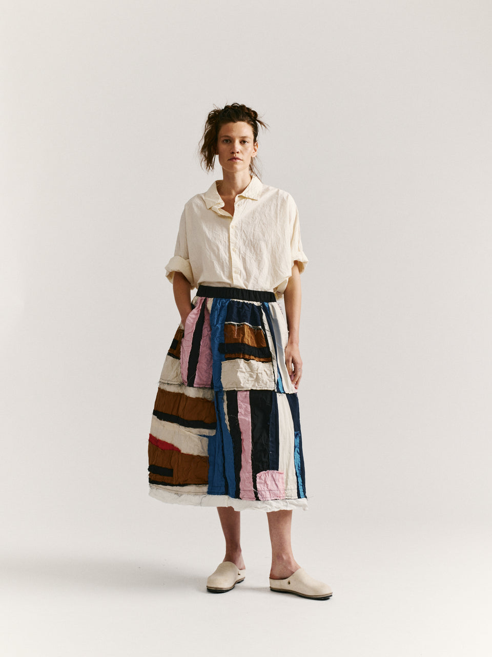 PUFFY SKIRT- SRIPE PATCHWORK  - PATCHWORK - AS IS