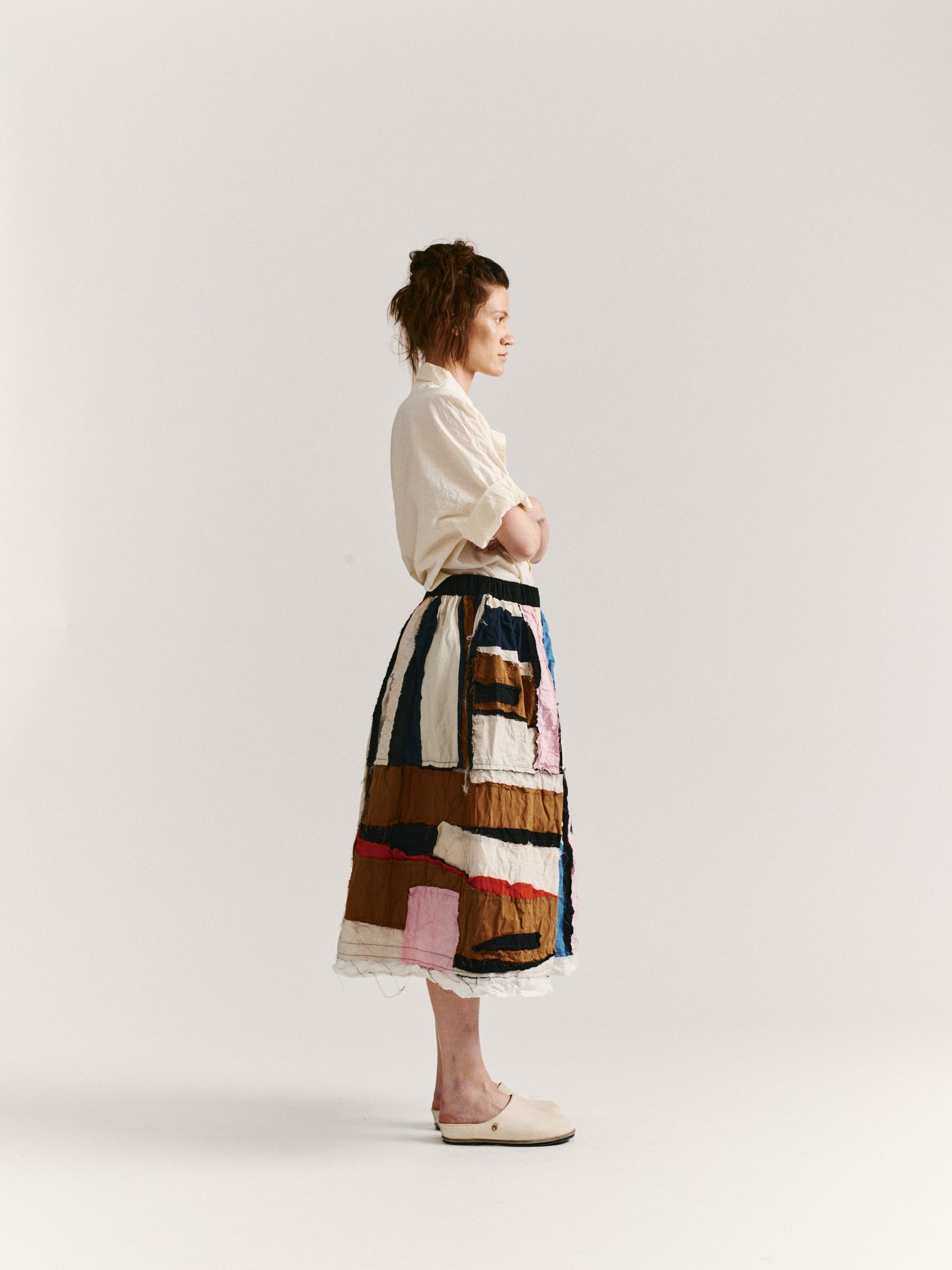PUFFY SKIRT- SRIPE PATCHWORK  - PATCHWORK - AS IS