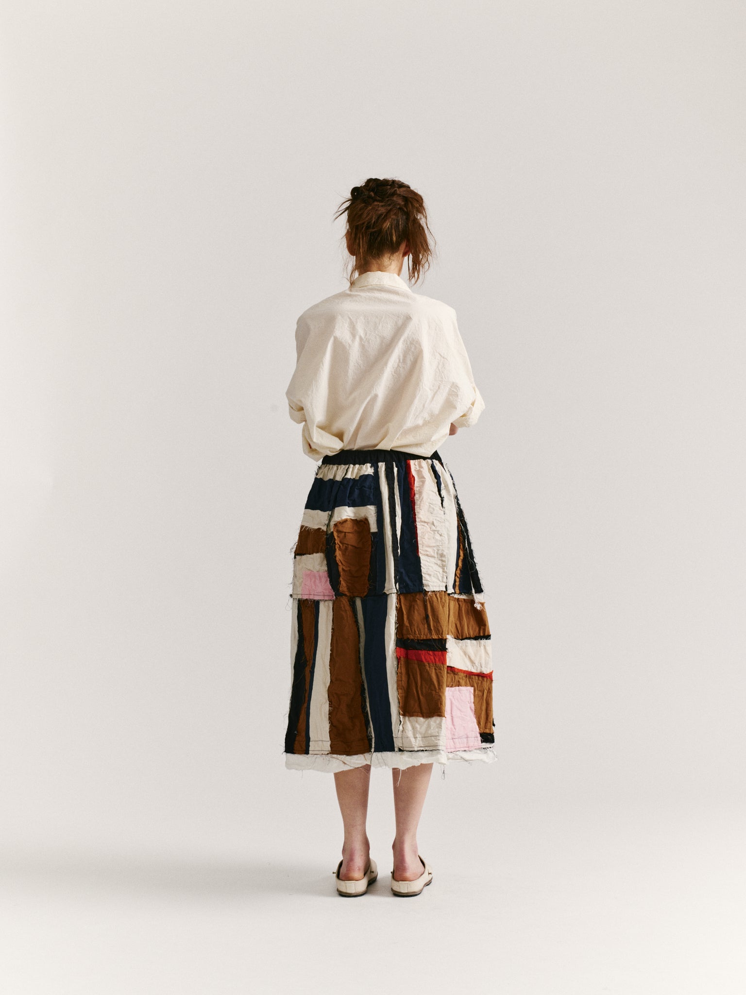 PUFFY SKIRT- SRIPE PATCHWORK  - PATCHWORK - AS IS