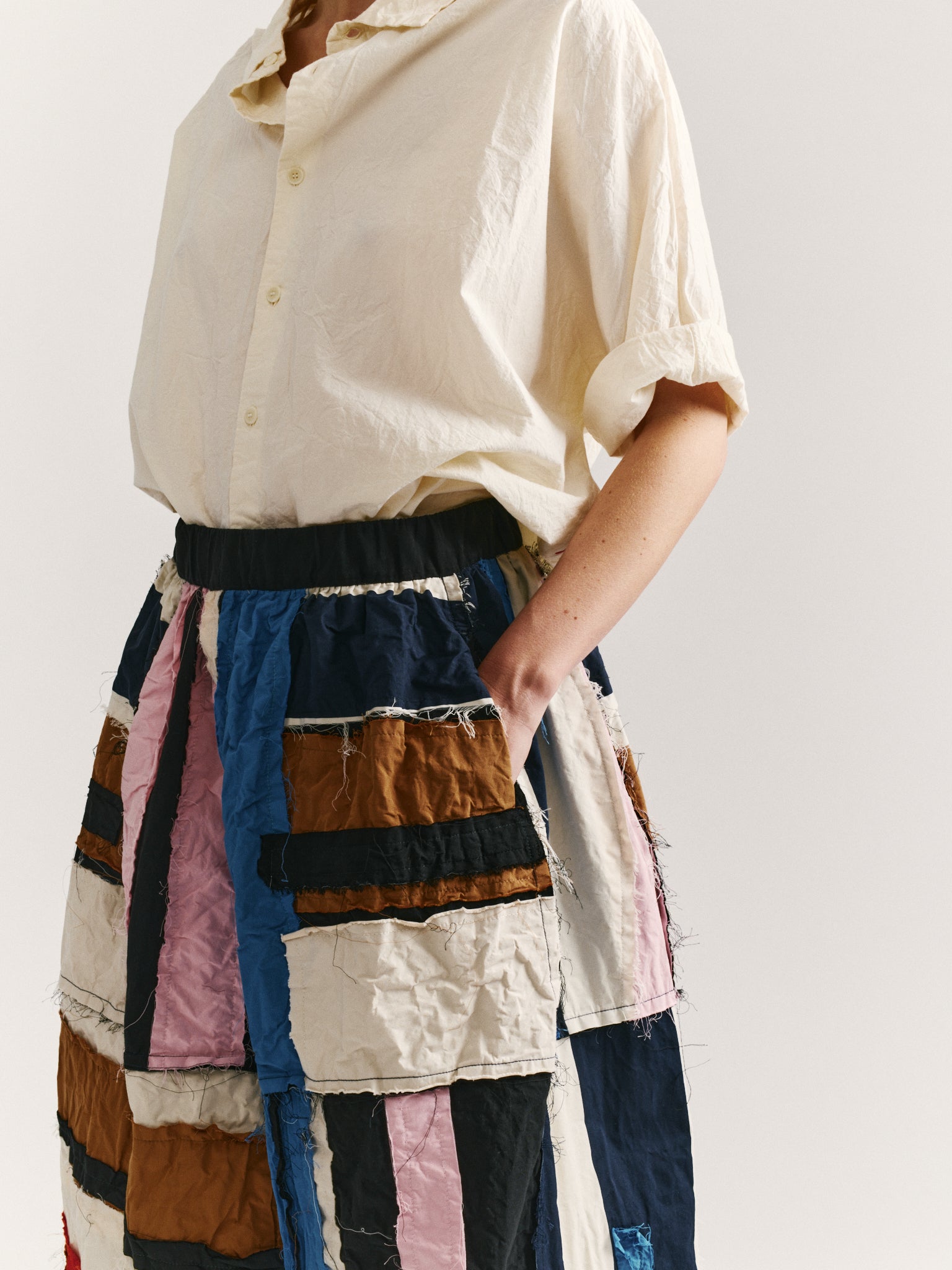 PUFFY SKIRT- SRIPE PATCHWORK  - PATCHWORK - AS IS