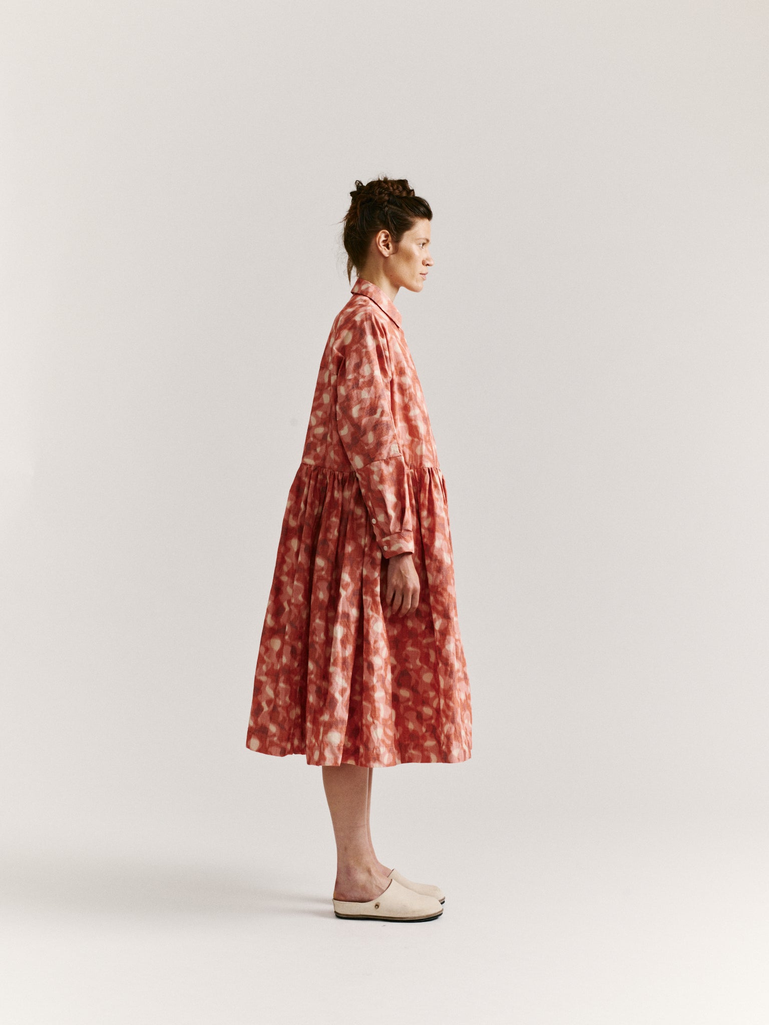 PAGA ROUCH DRESS - IKAT - CORAL