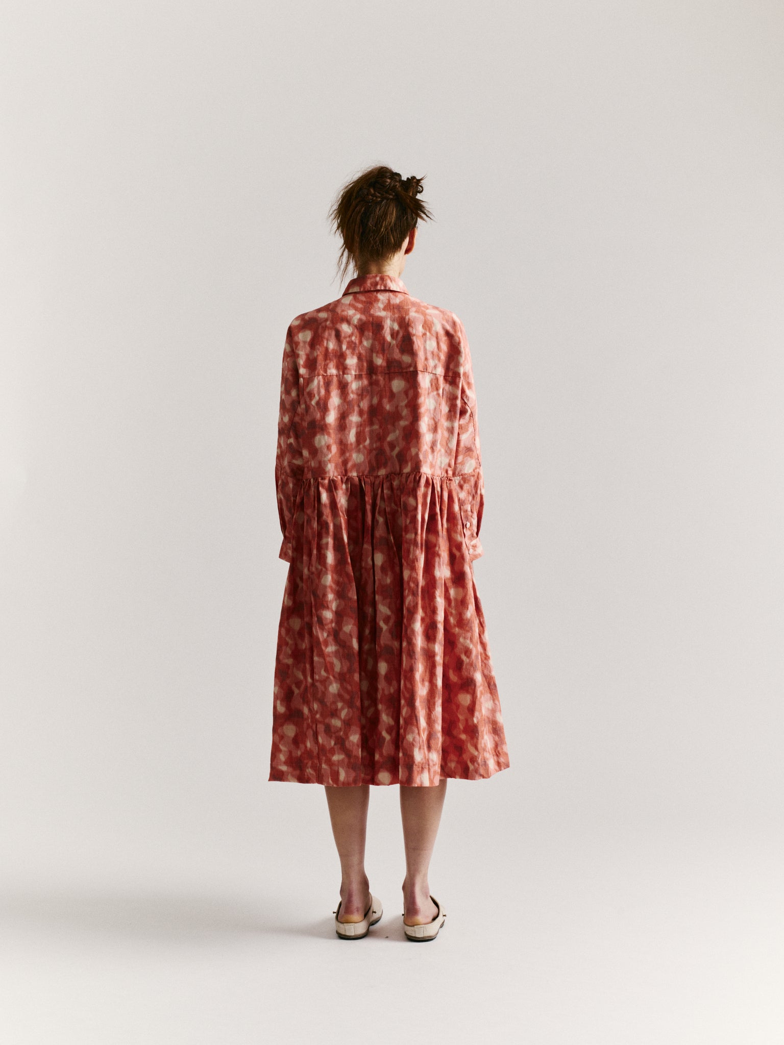 PAGA ROUCH DRESS - IKAT - CORAL