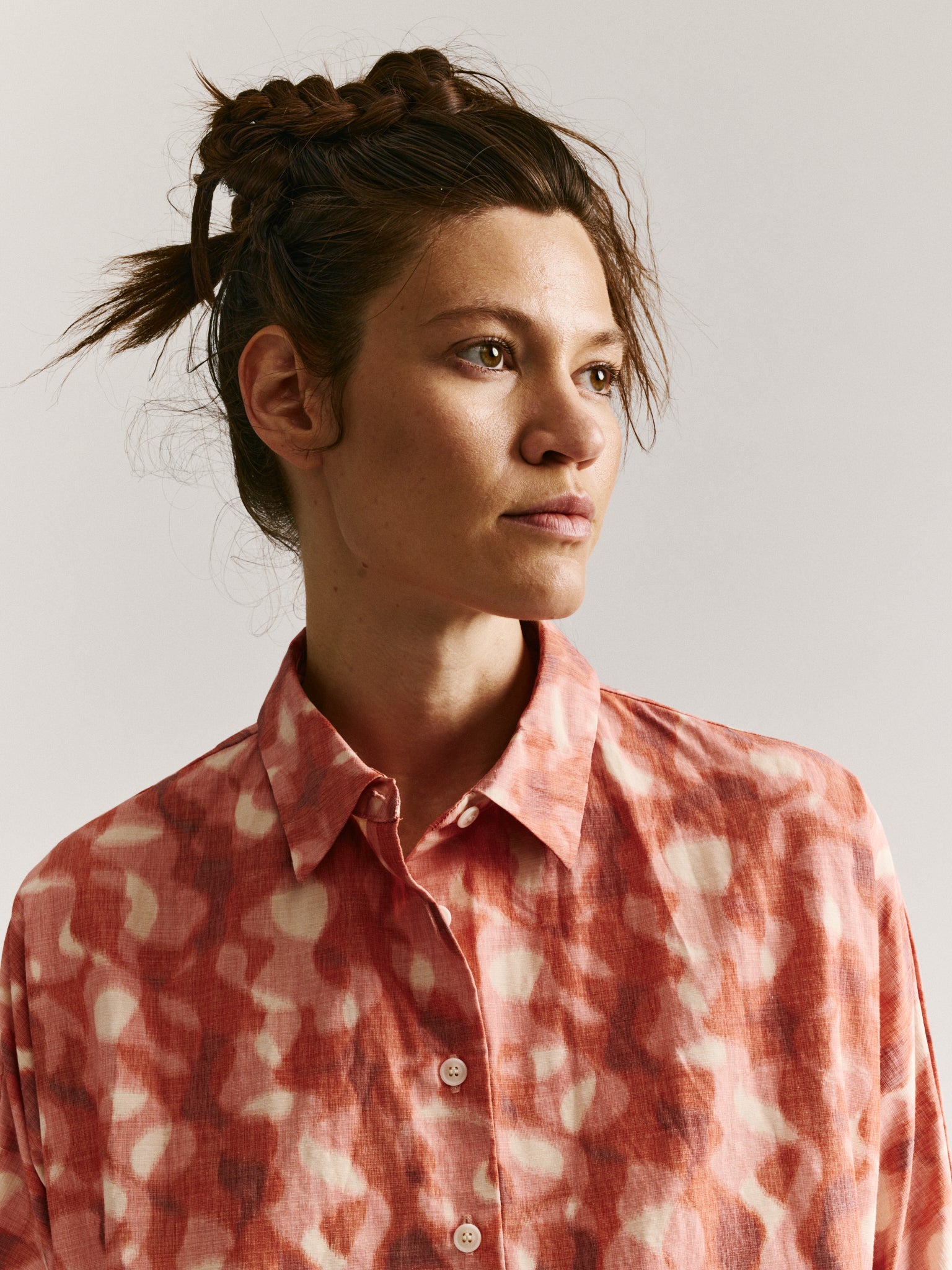 PAGA ROUCH DRESS - IKAT - CORAL