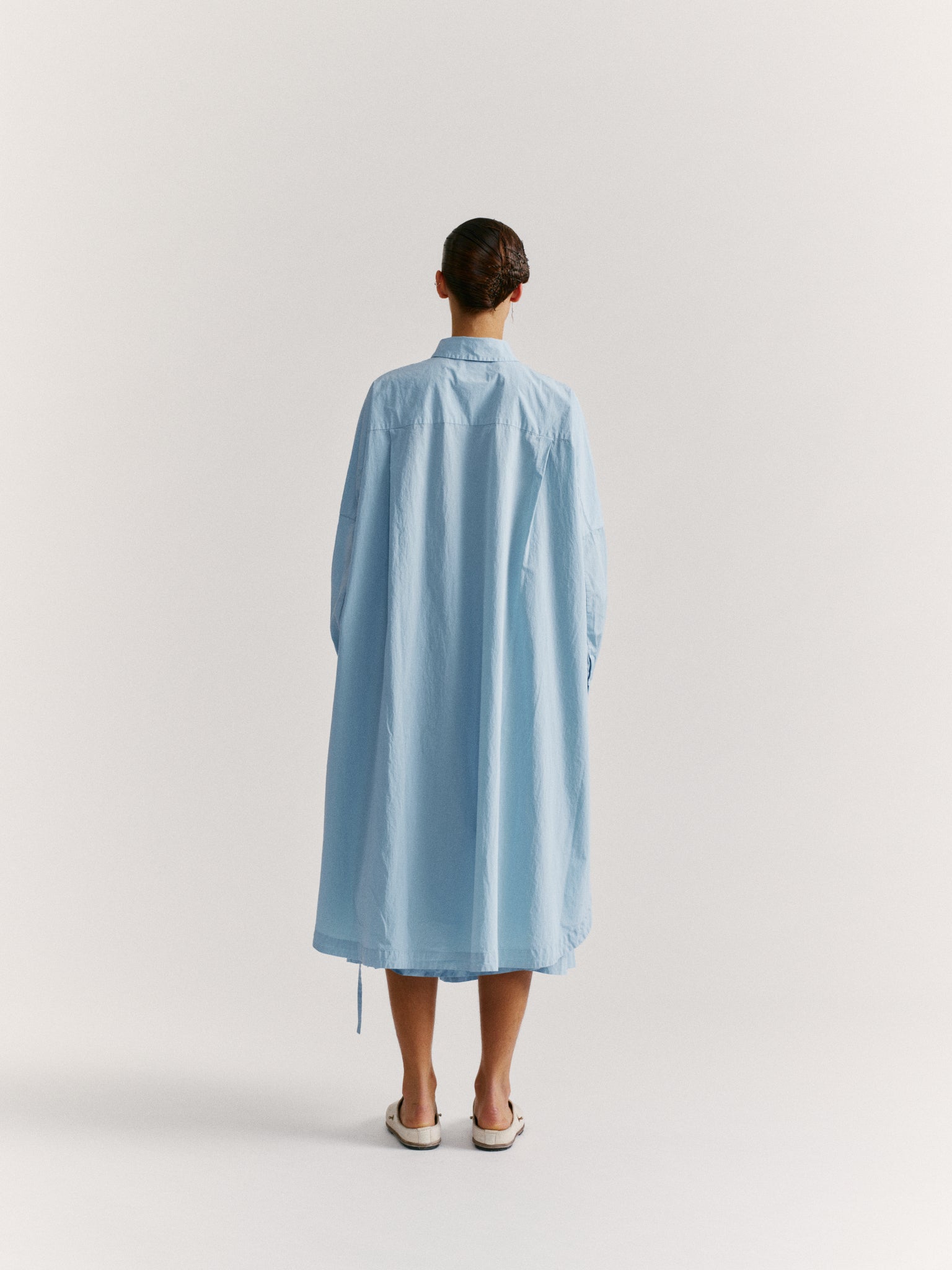 ROBE LONGUE YUKI - TAFFETAS - BLEU CIEL