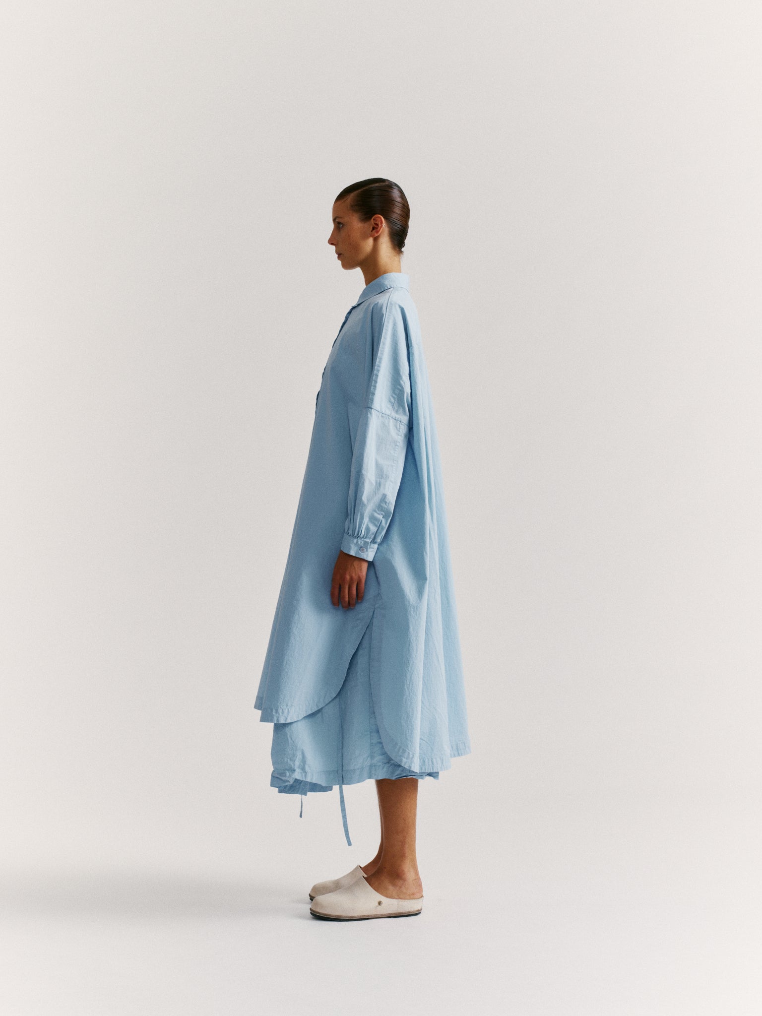 ROBE LONGUE YUKI - TAFFETAS - BLEU CIEL