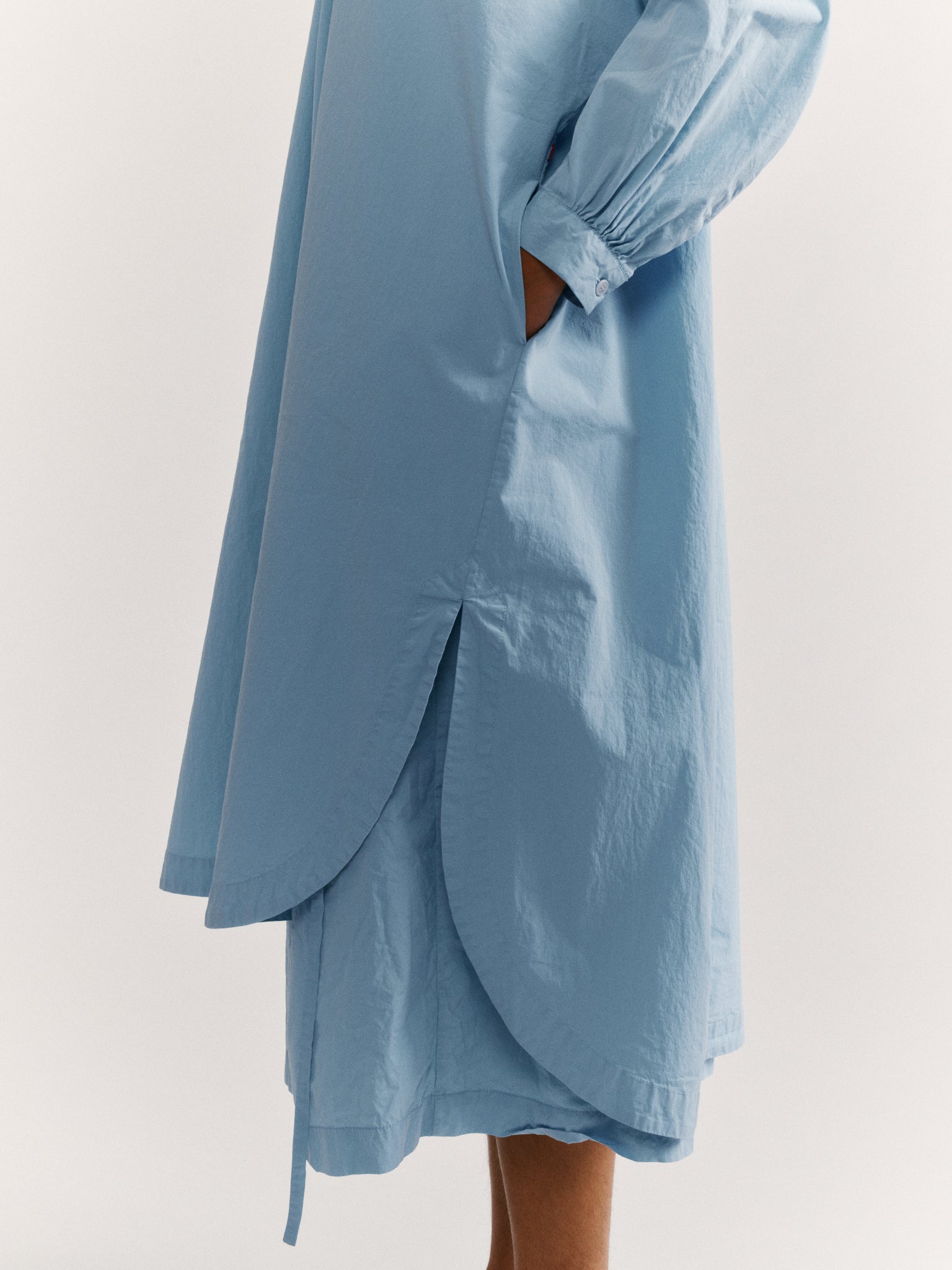 ROBE LONGUE YUKI - TAFFETAS - BLEU CIEL