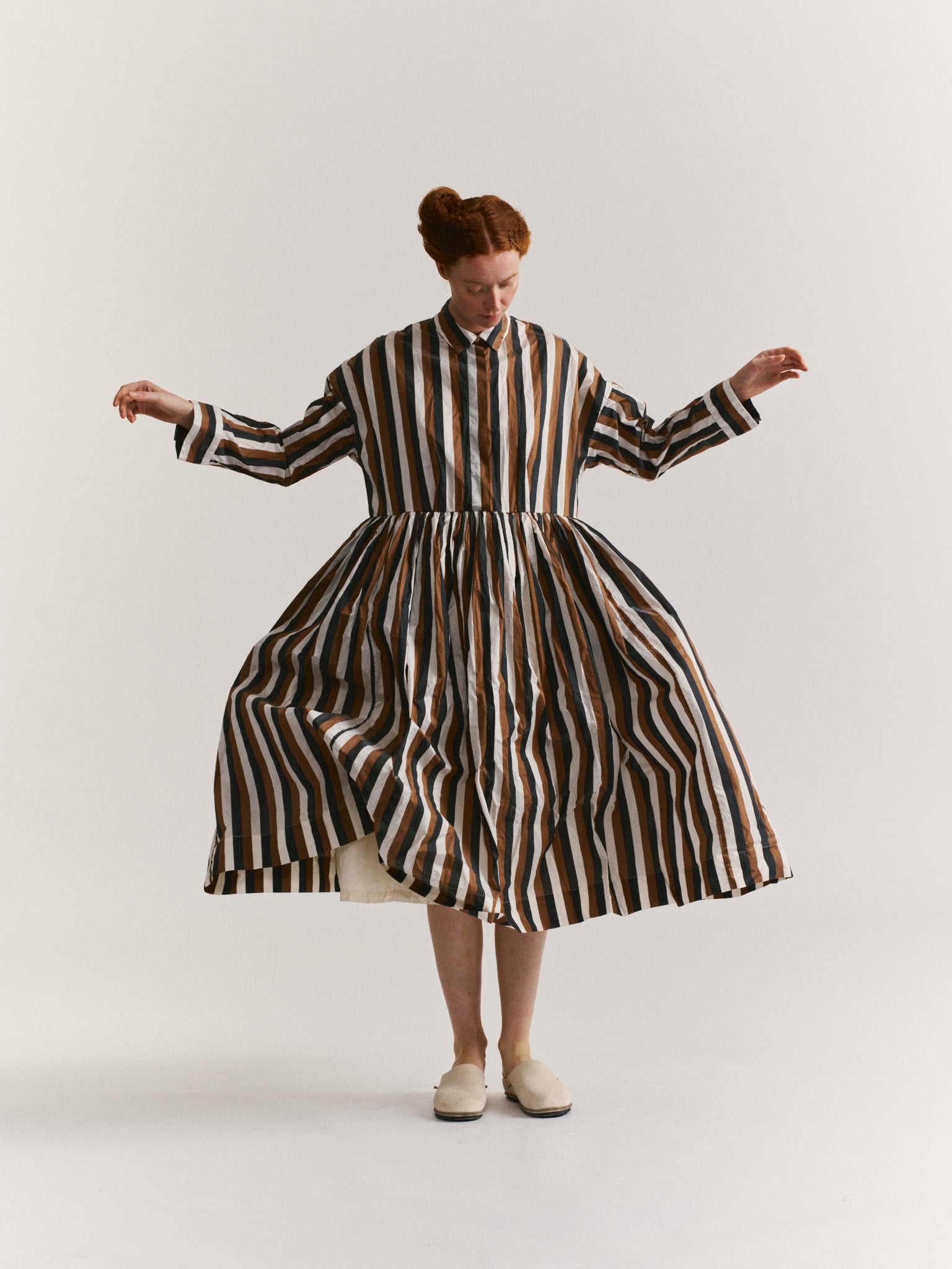 STEPHANIE DRESS - TAFFETA STRIPE - AS IS