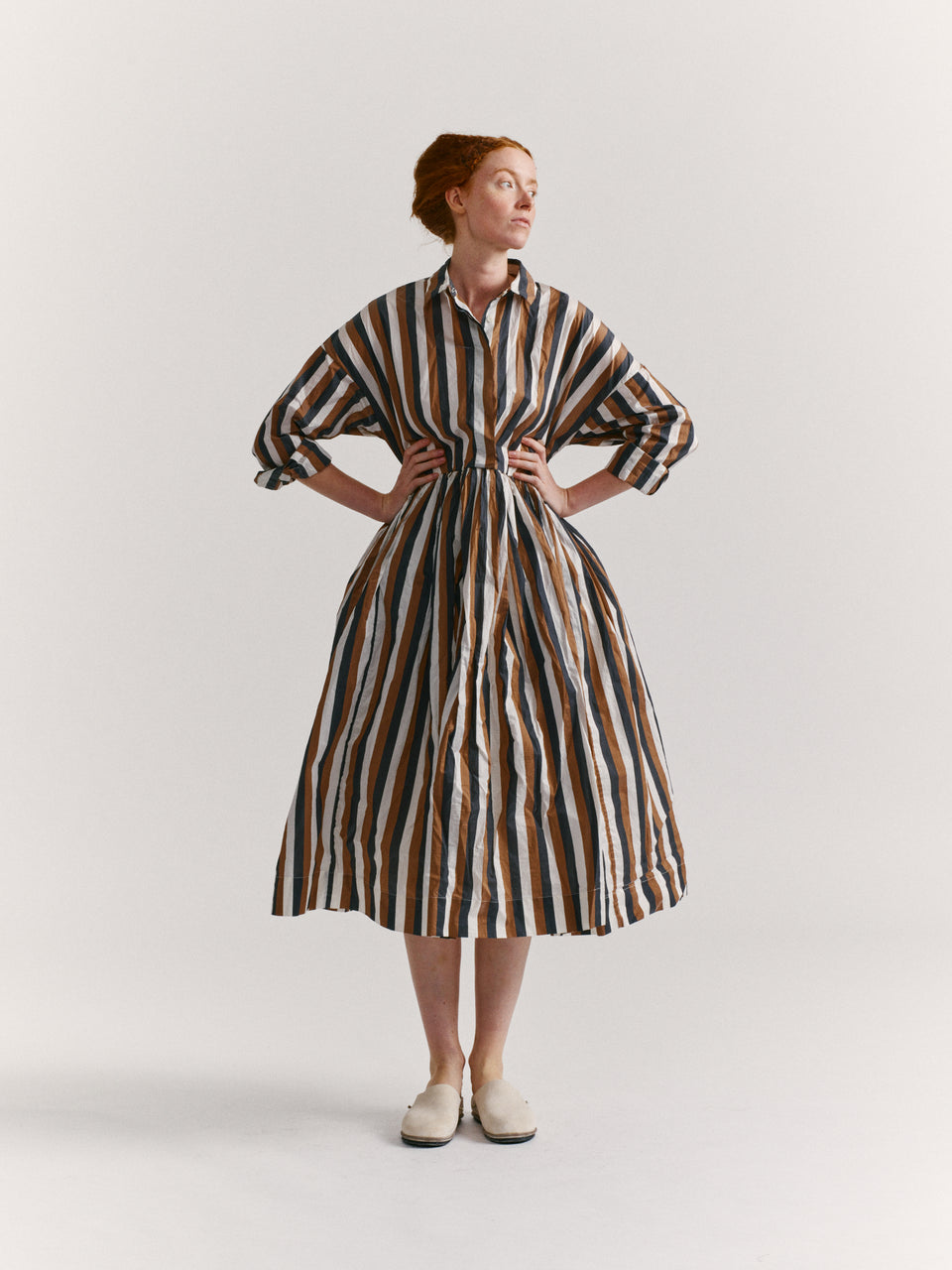 STEPHANIE DRESS - TAFFETA STRIPE - AS IS
