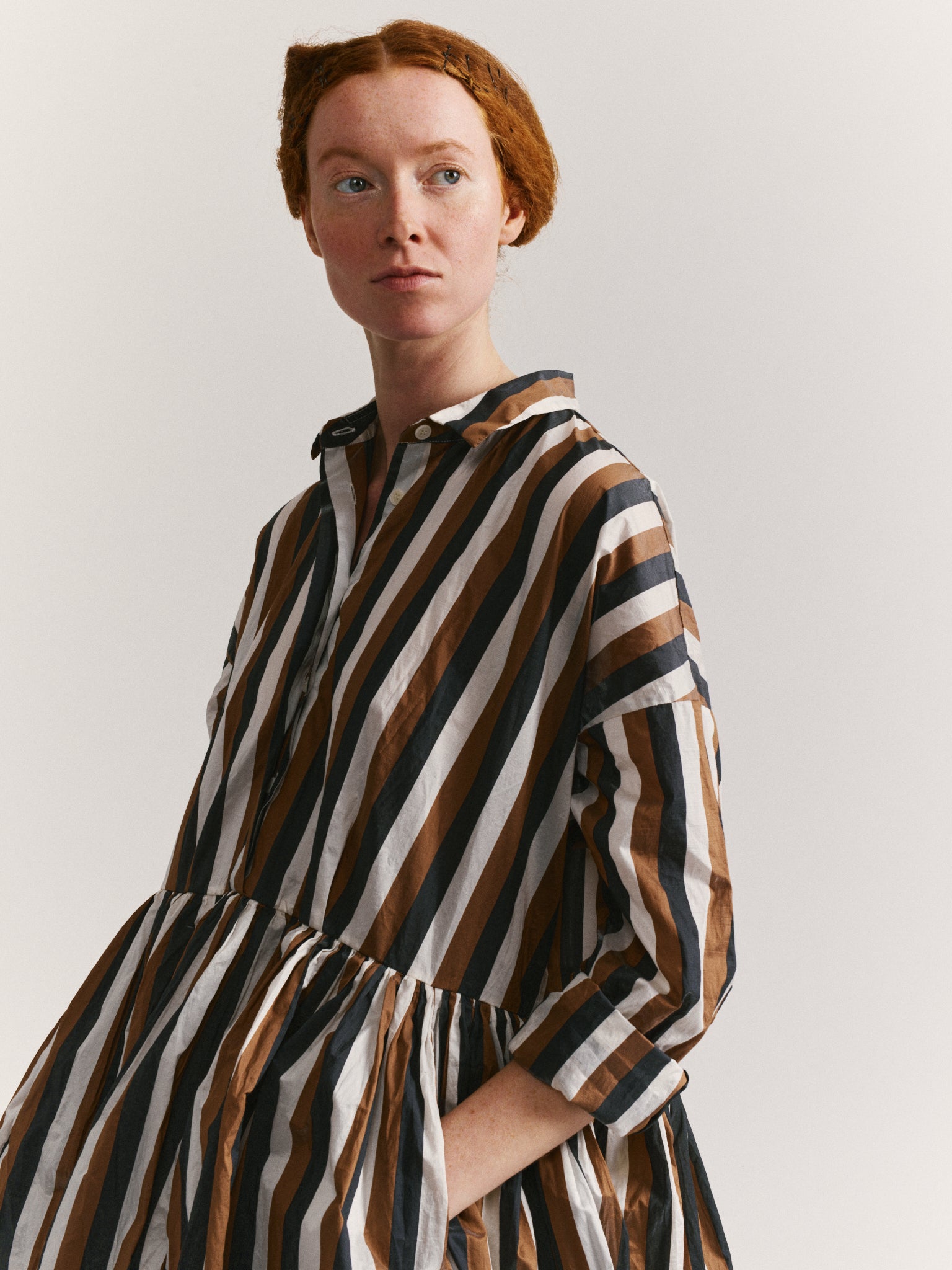 STEPHANIE DRESS - TAFFETA STRIPE - AS IS
