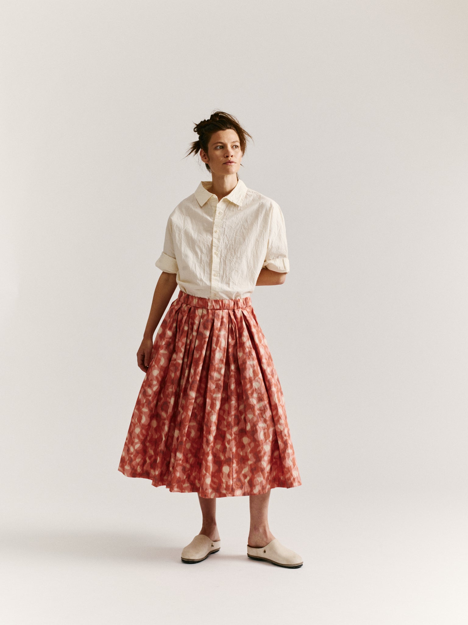DOUBLE RIDEAU SKIRT - IKAT - CORAL