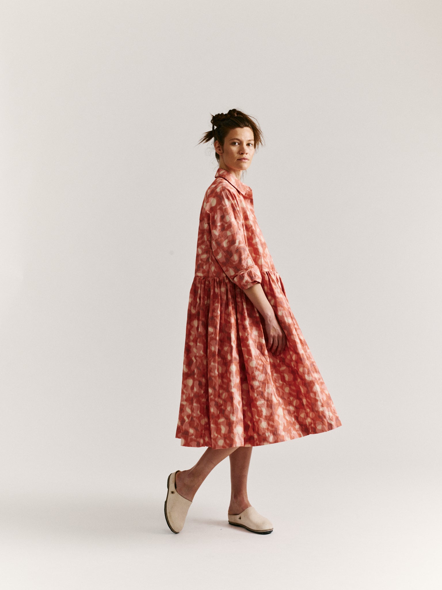 PAGA ROUCH DRESS - IKAT - CORAL
