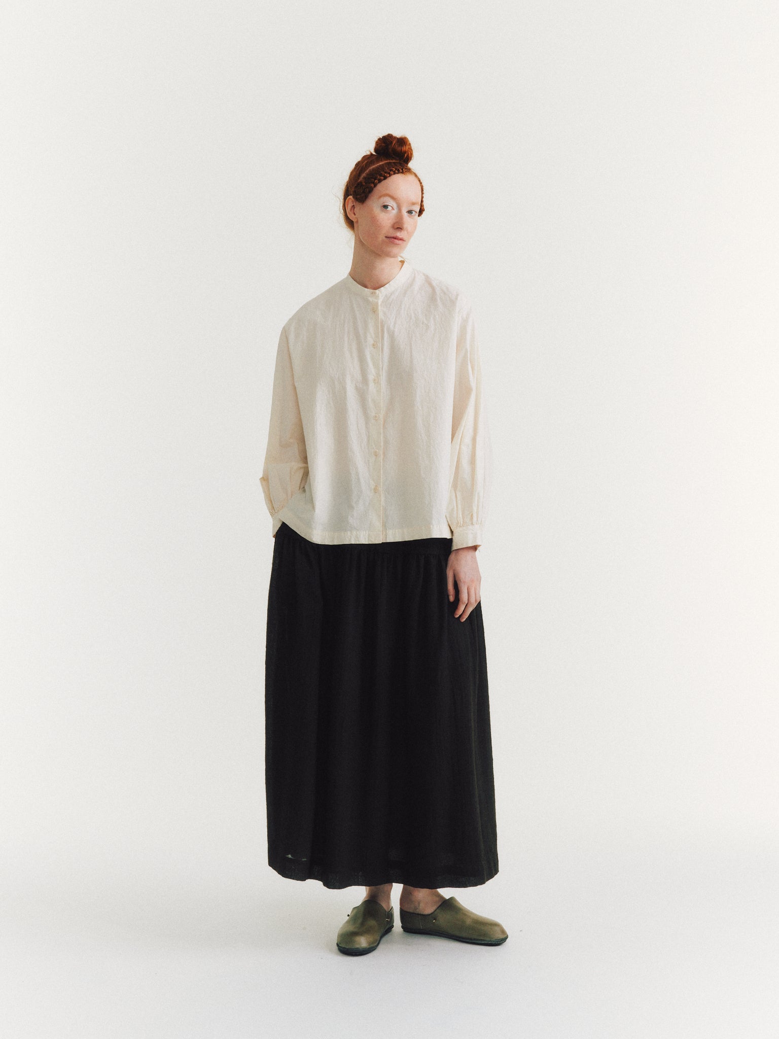CHEMISE GRANDAD - H COT - NATUREL